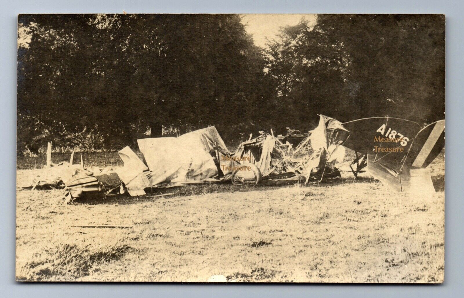 1919 RPPC AVRO BE2C OR E BIPLANE CRASH PILOT KILLED AIRPLANE A1876 Postcard PS