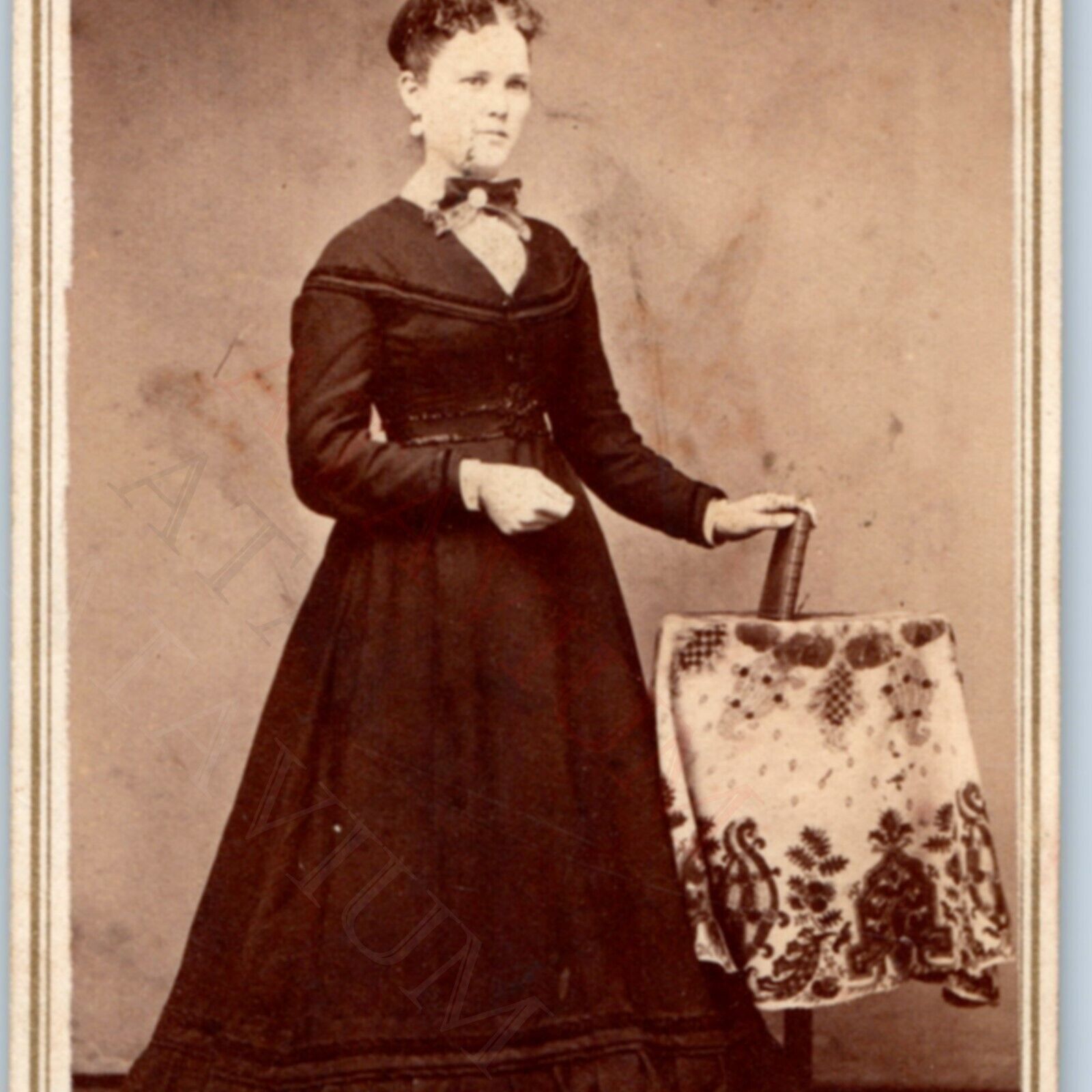 c1860s Utica, NY Cute Woman CdV Hold Book Photo Card Lady Seward New York H33