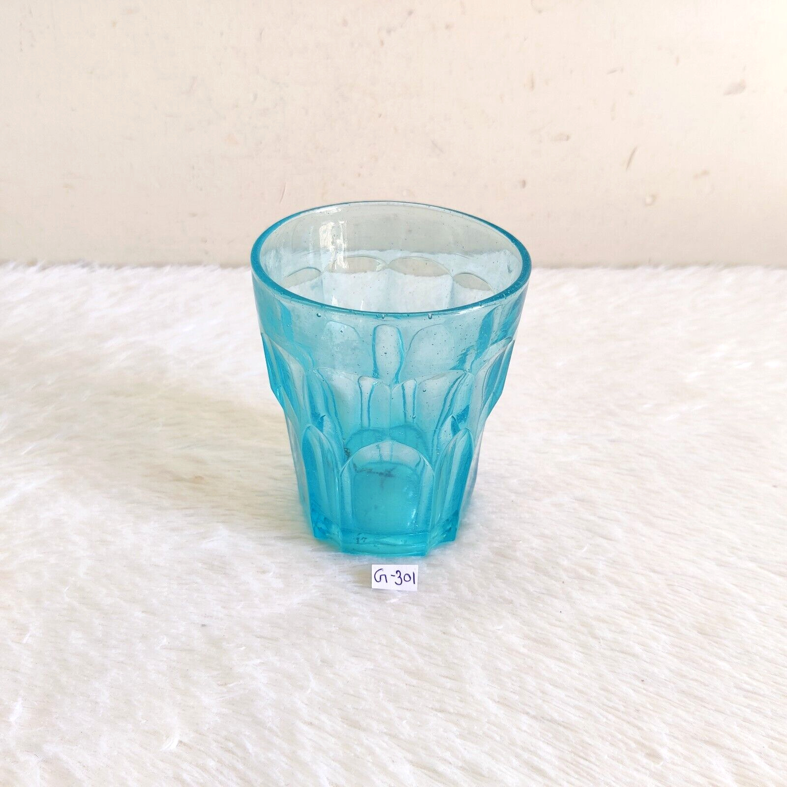 Vintage Aqua Glass Tequila Shot Tumbler Belgium Barware Decorative Props GT176
