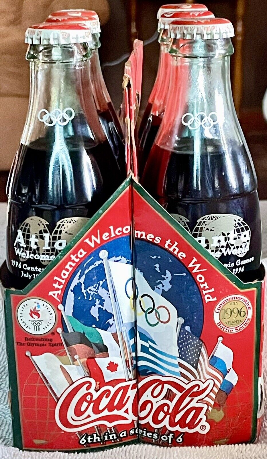 1996 Atlanta Centennial Olympics COCA-COLA 6-PACK 8 Oz Bottles Commemorative