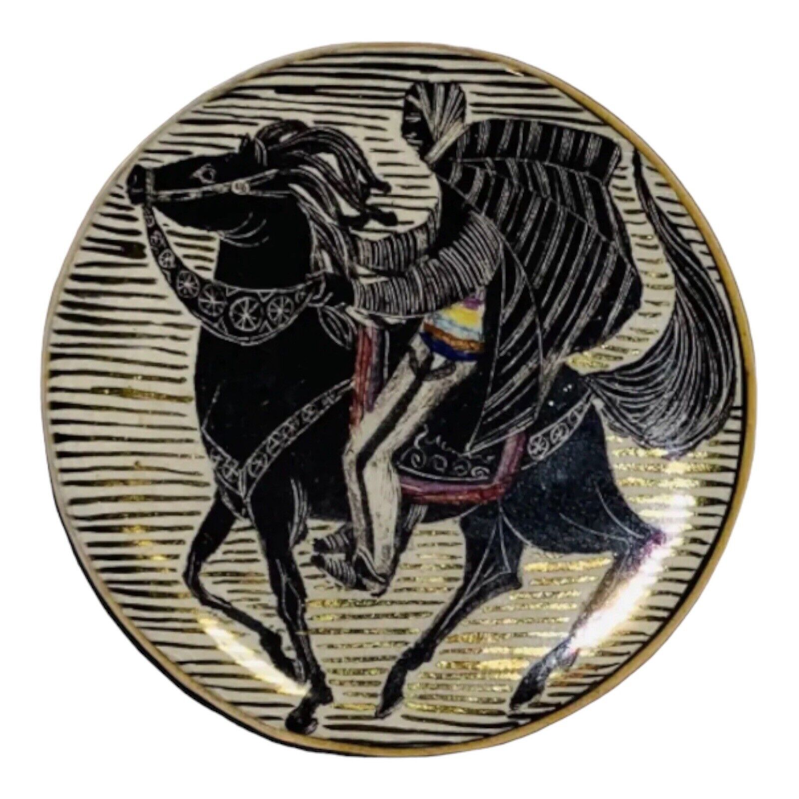 UNIQUE Horse And Dark Knight Rider Plaque Button Tag From Yugoslavia VTG  508