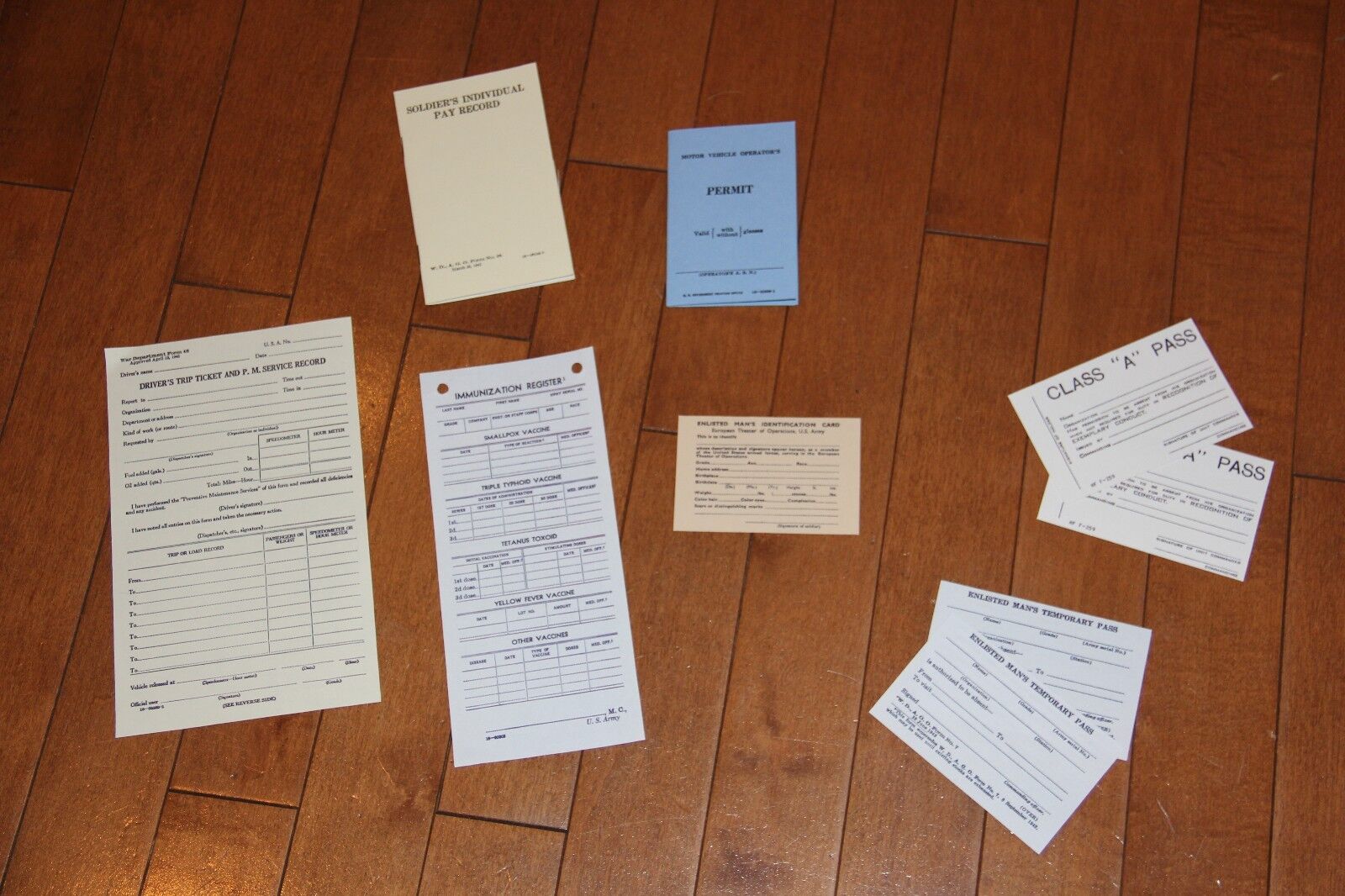 WW2 US American Soldiers paper work set, reproduction 