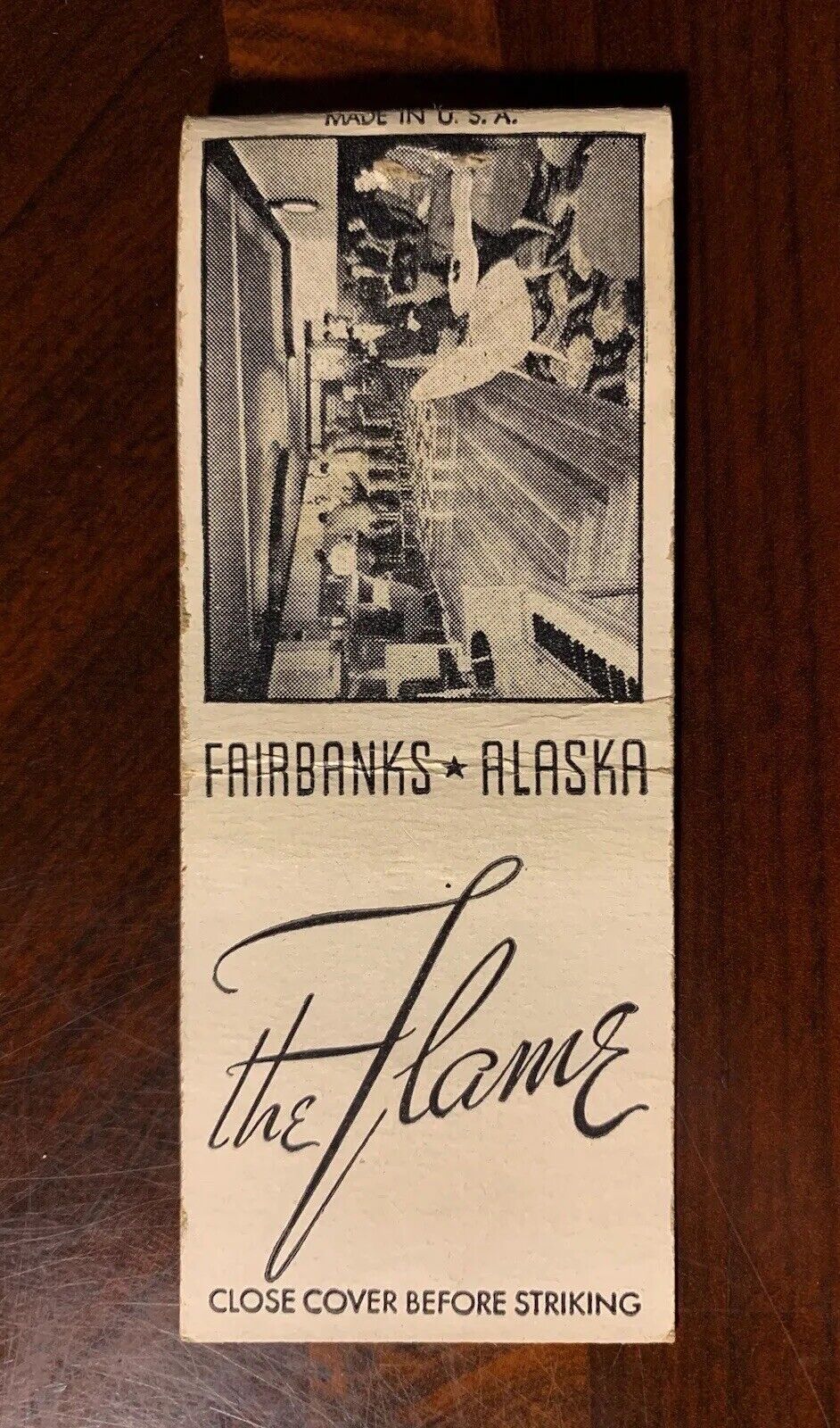Rare Fairbanks Alaska The Flame Mid Century Vintage Matchbook Cover ~