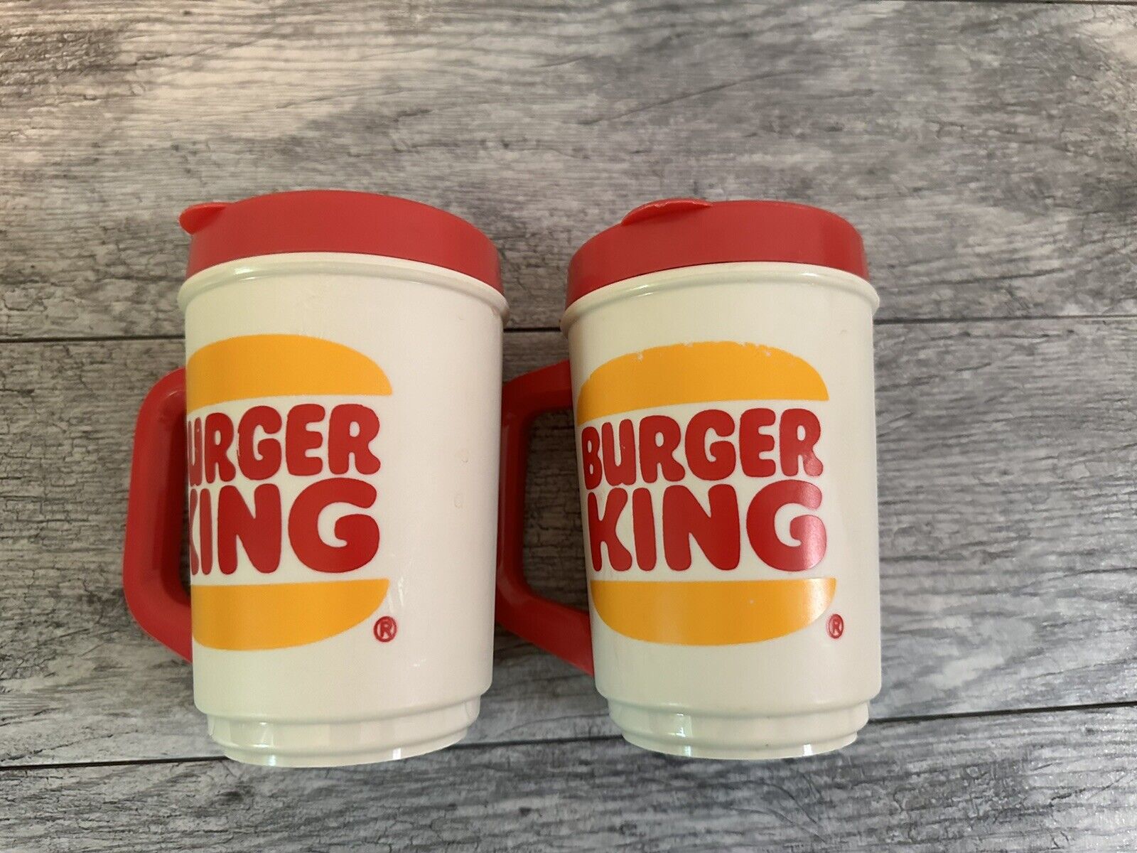 Vintage Burger King Plastic Travel Mug  w/Lids Circa 1980s TWO
