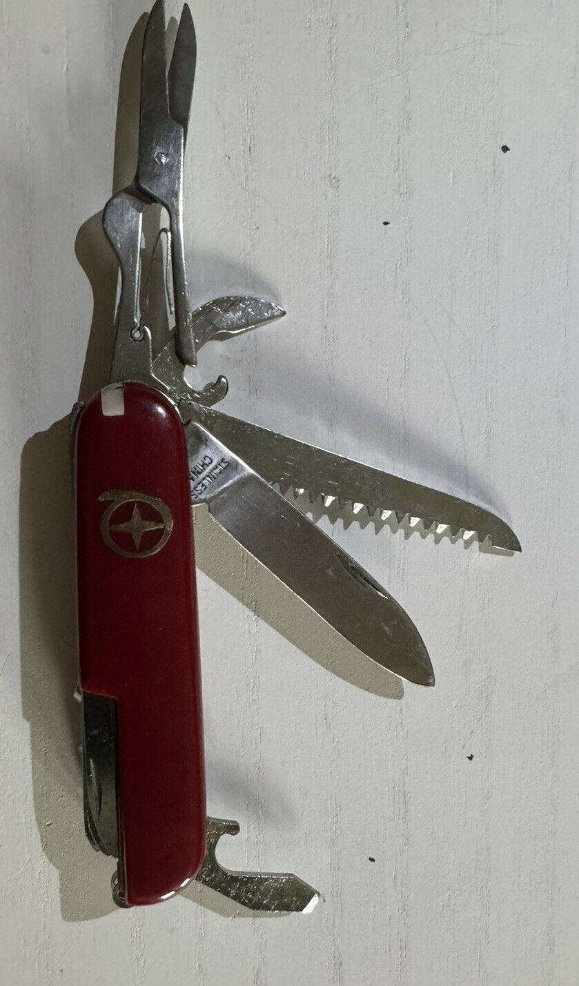 Swiss army knife multitool Stainless China 11 tools Made In China Vintage