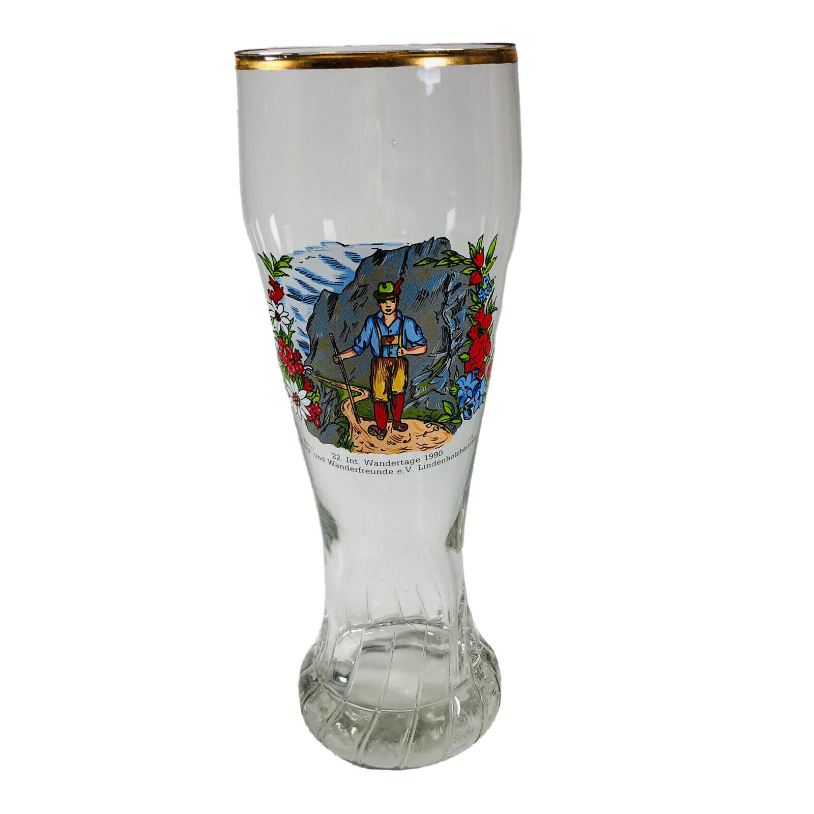 22 Int. Wandertage Beer Glass Germany 1990 Tourist Travel Souvenir EUC 9” x 3”
