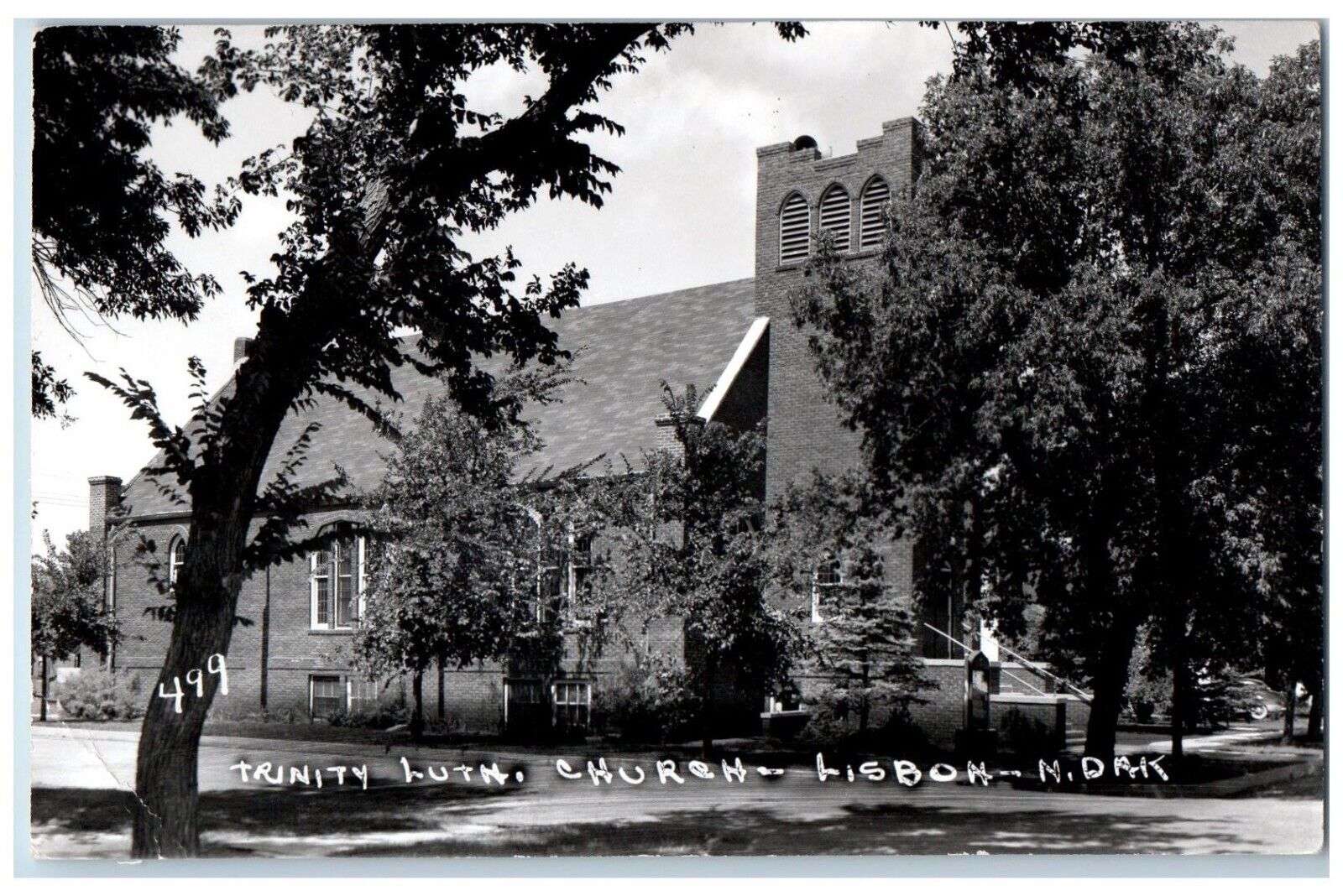 Lisbon North Dakota ND Postcard RPPC Photo Trinity Lutheran Church c1950's