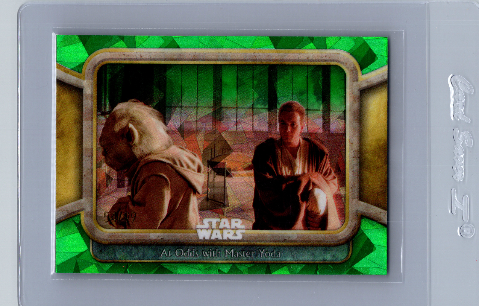 2024 Topps Chrome Star Wars Sapphire #94 At Odds With Master Yoda GREEN /99 SP
