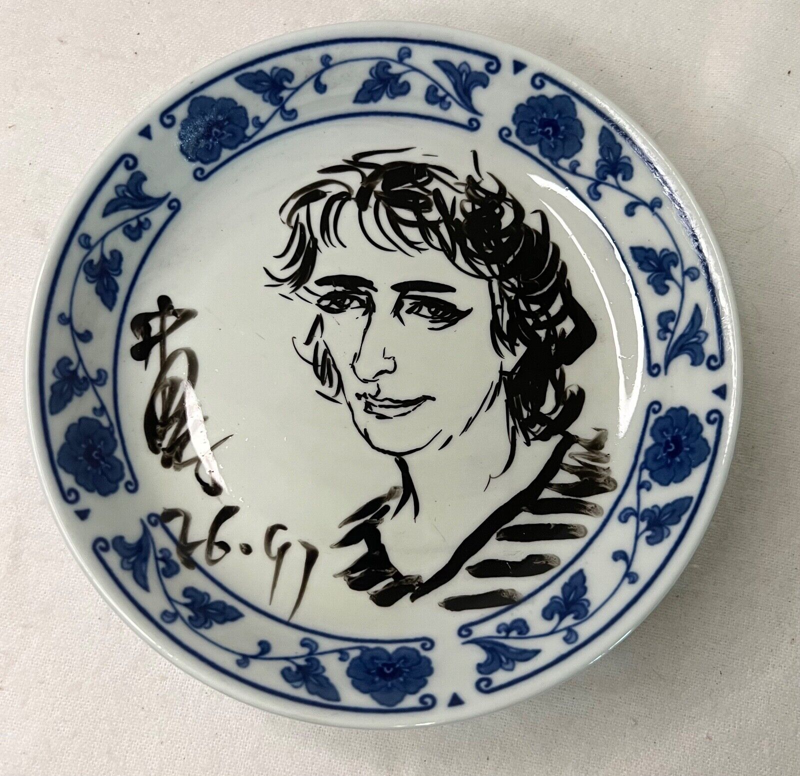 Rare Porcelain Portrait Plate Signed Dated Hand painted Vintage