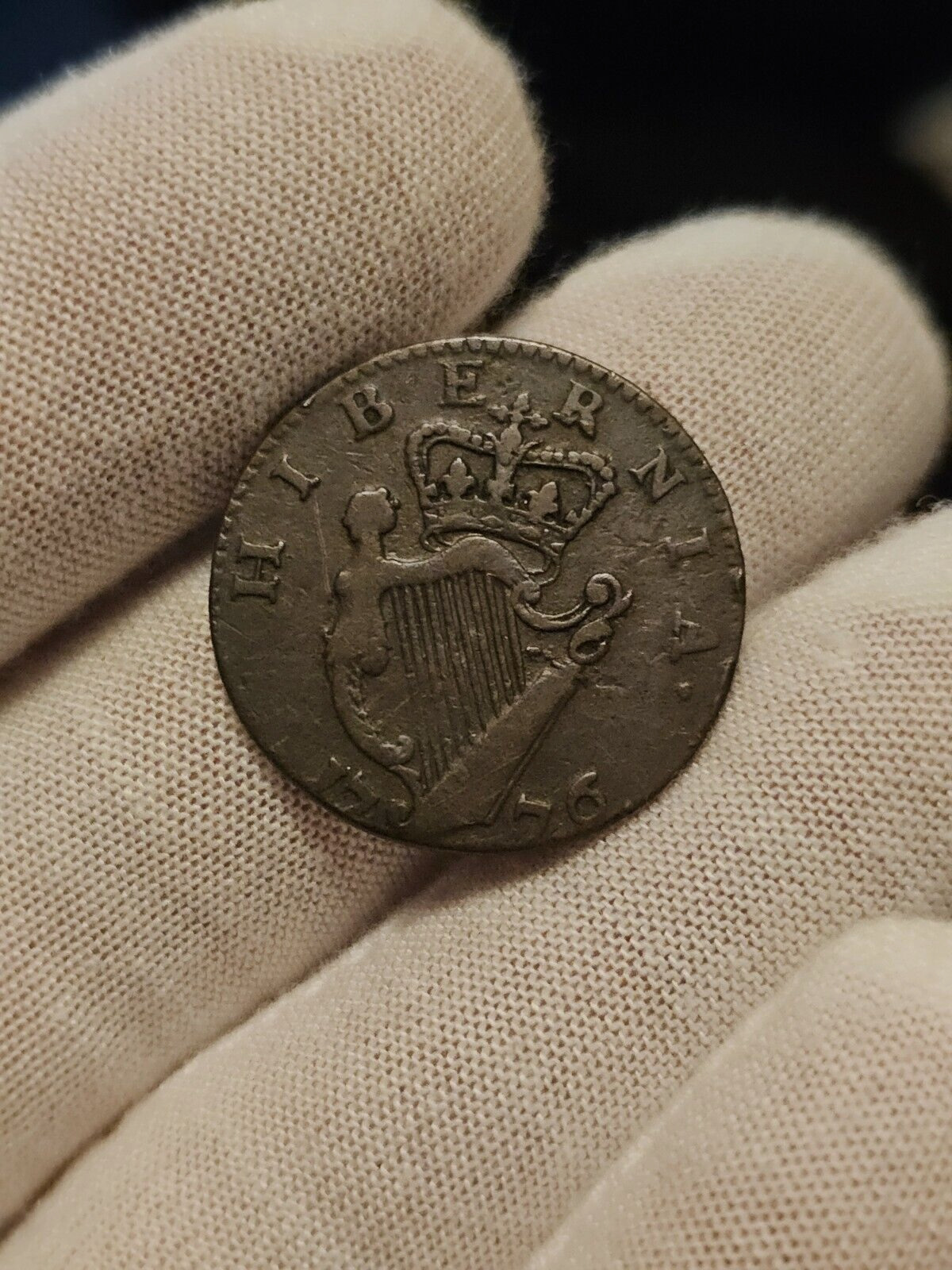 1776 Irish Half Penny Used In Early America Revolutionary War Era Colonial Coin
