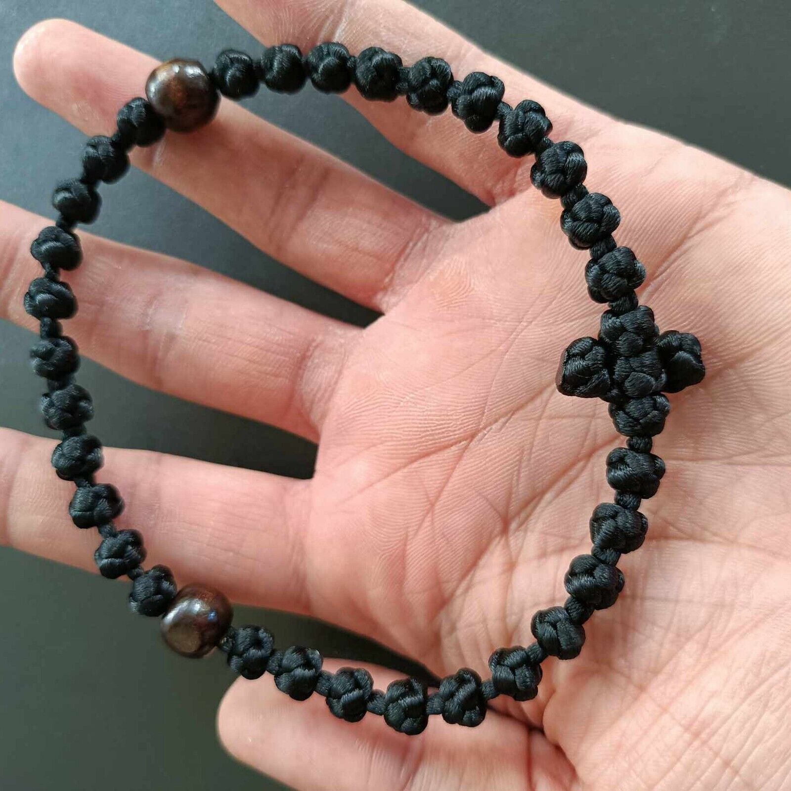 33 Black Prayer rope wooden Beads, Orthodox Christian Religious Gift Pocketable