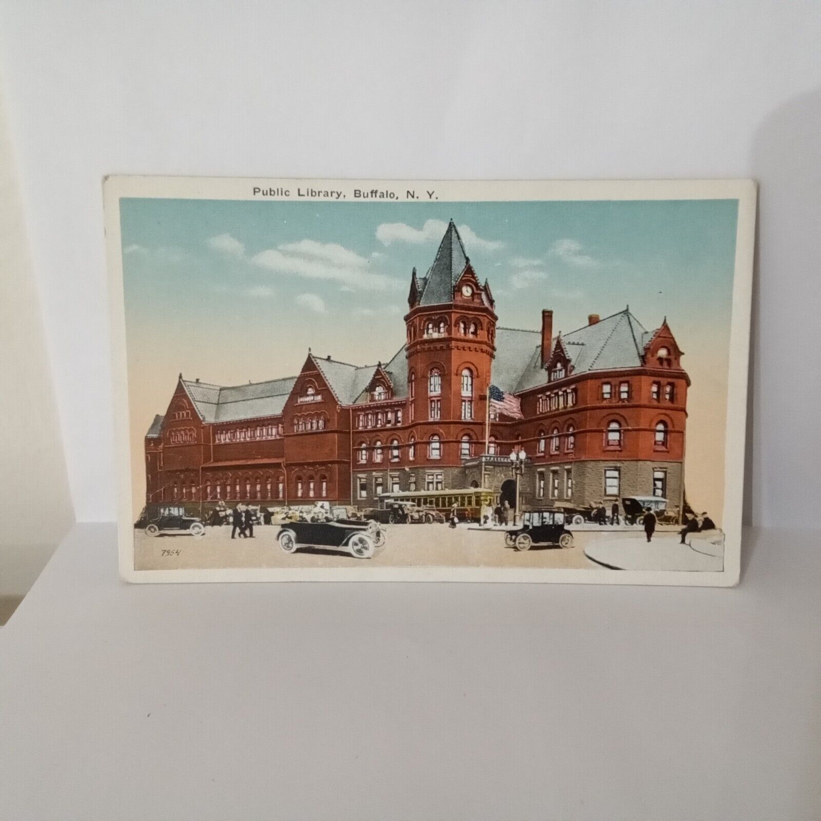Vintage Ameriicana Art Public Library Buffalo NY Postcard