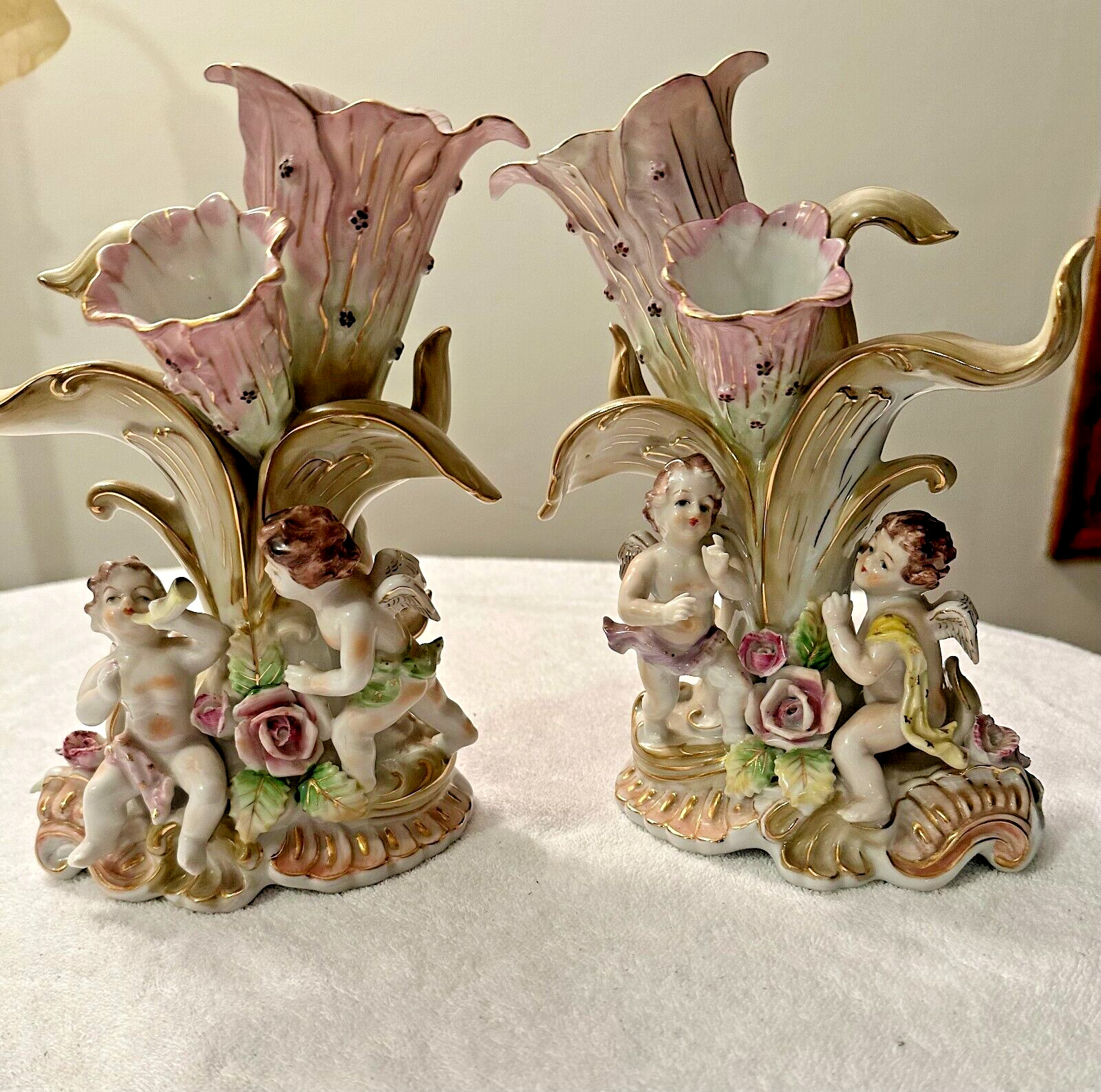 Vintage Ardalt Japan Handpainted Lenwile China Pair of Porcelain Vases # 6778