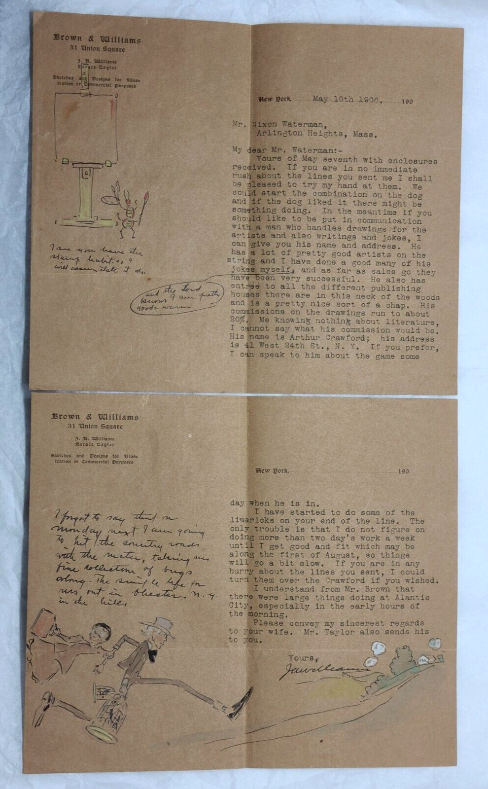 1906 John Alonzo Williams(1869–1951) Illustrated letters to Nixon Waterman