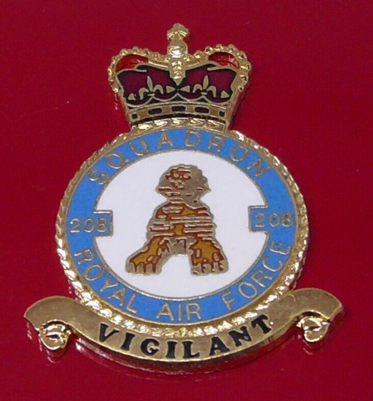 Danbury Mint RAF Royal Air Force Blank Back Enamel Badge No 208 Squadron