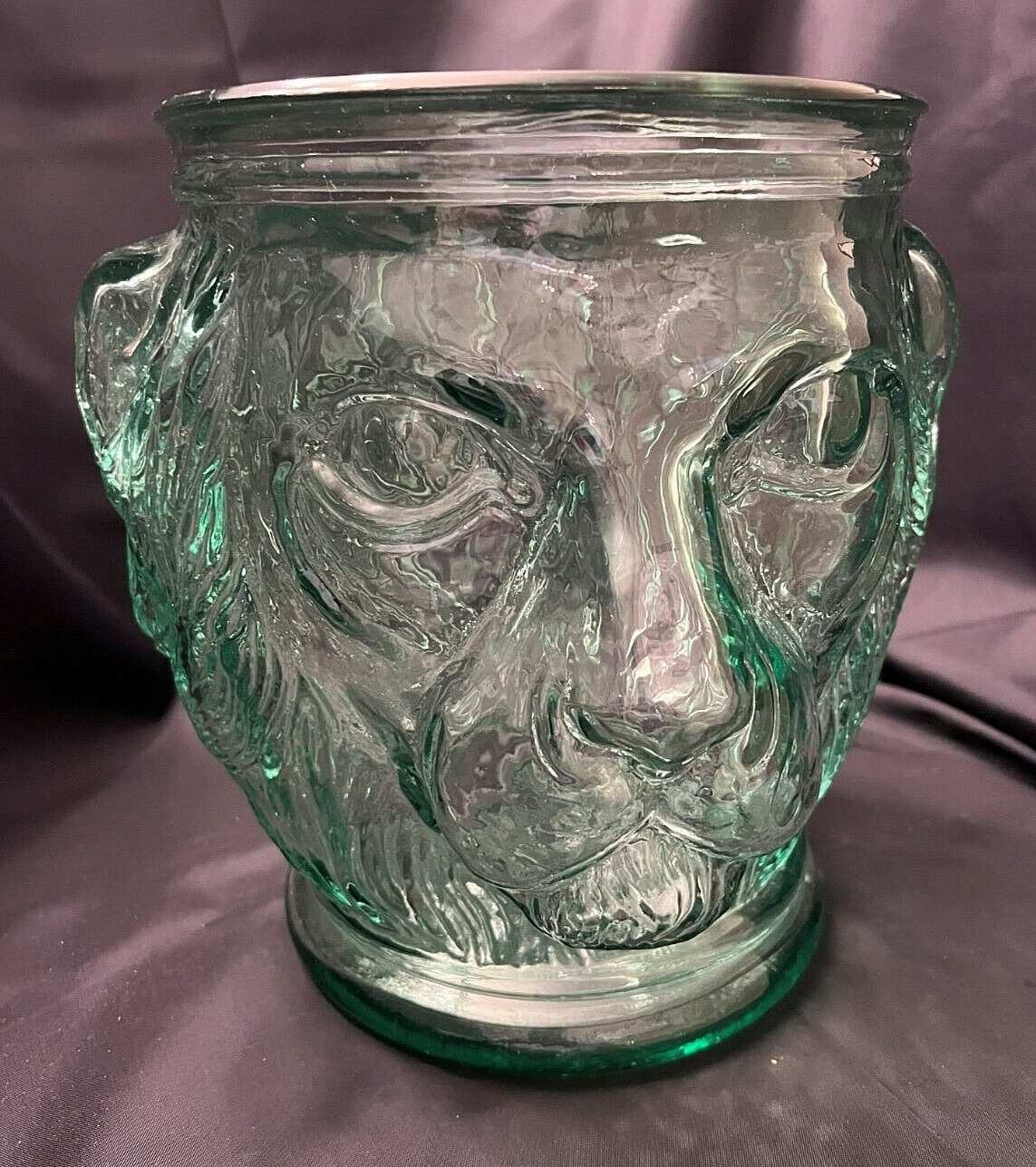 Antique Large LION\'S HEAD Green Glass General Store Candy/Pickle Jar - c. 1900