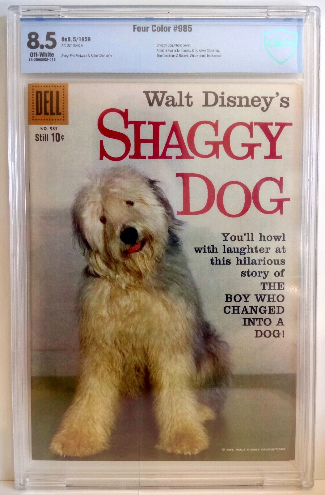 Four Color # 985 Walt Disney's Shaggy Dog CBCS ( 8.5 ) 1959 Dell Photo Cover 