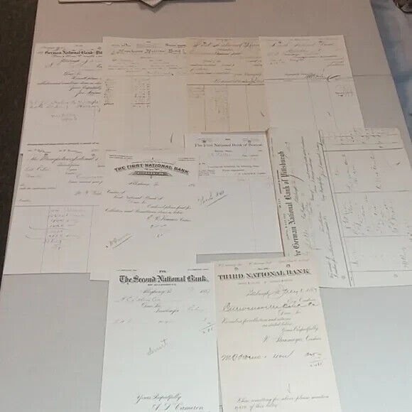 vtg antique original 1880\'s PA bank documents 10 pieces paper ephemra #4