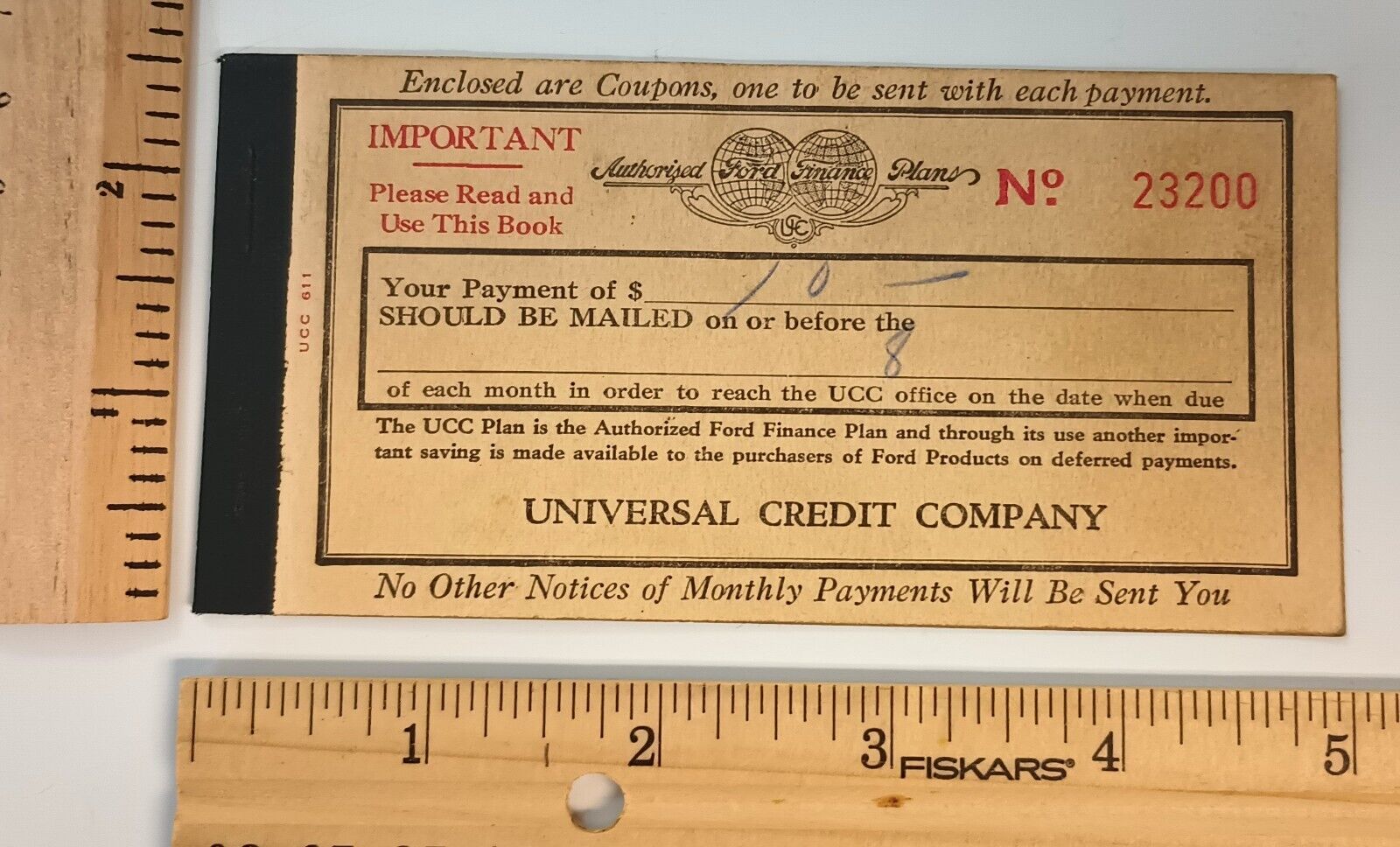 Allison Coupon Co. Universal Credit Co. payment book Ford Finance plan