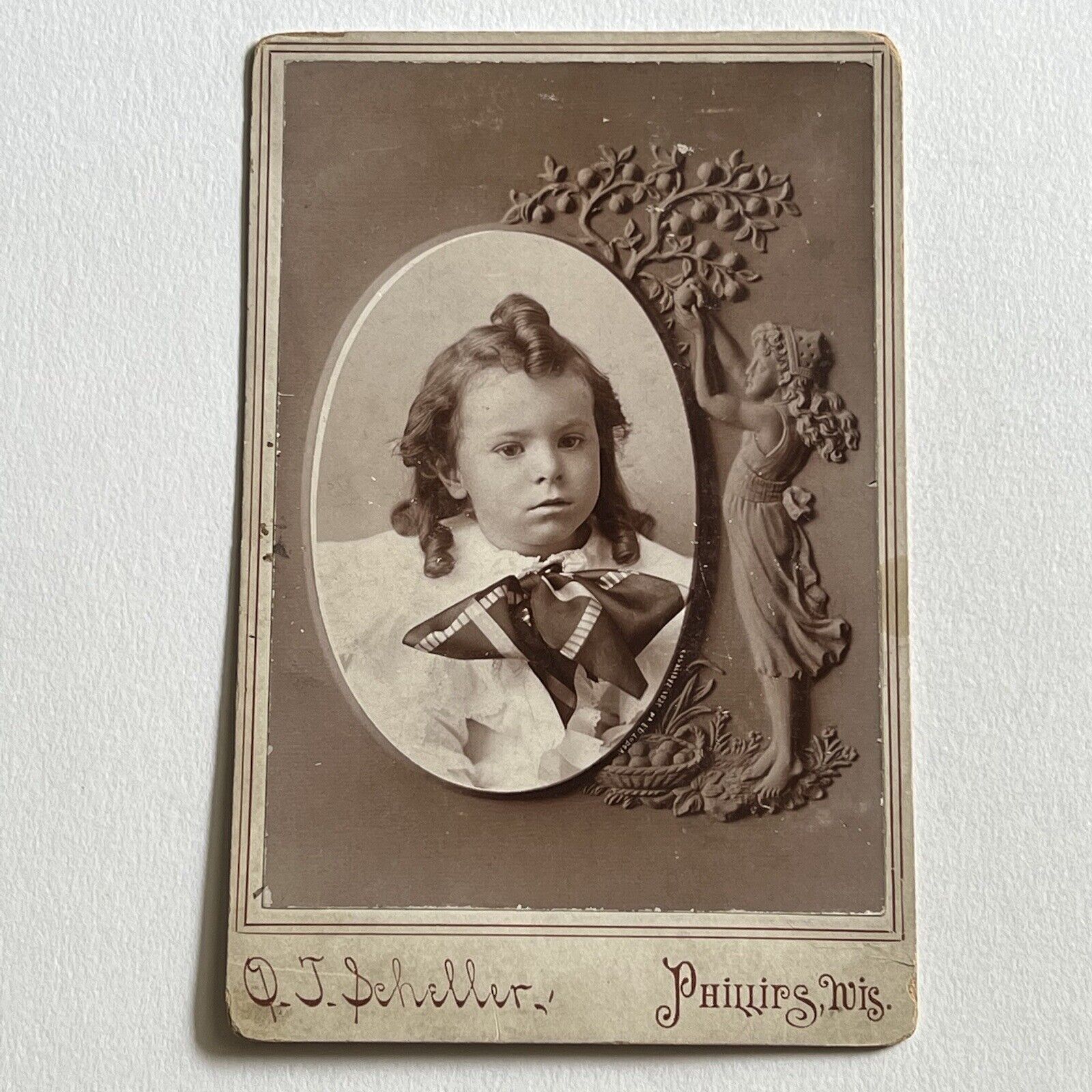 Antique Cabinet Card Photograph Adorable Little Boy Great Hair Phillips WI