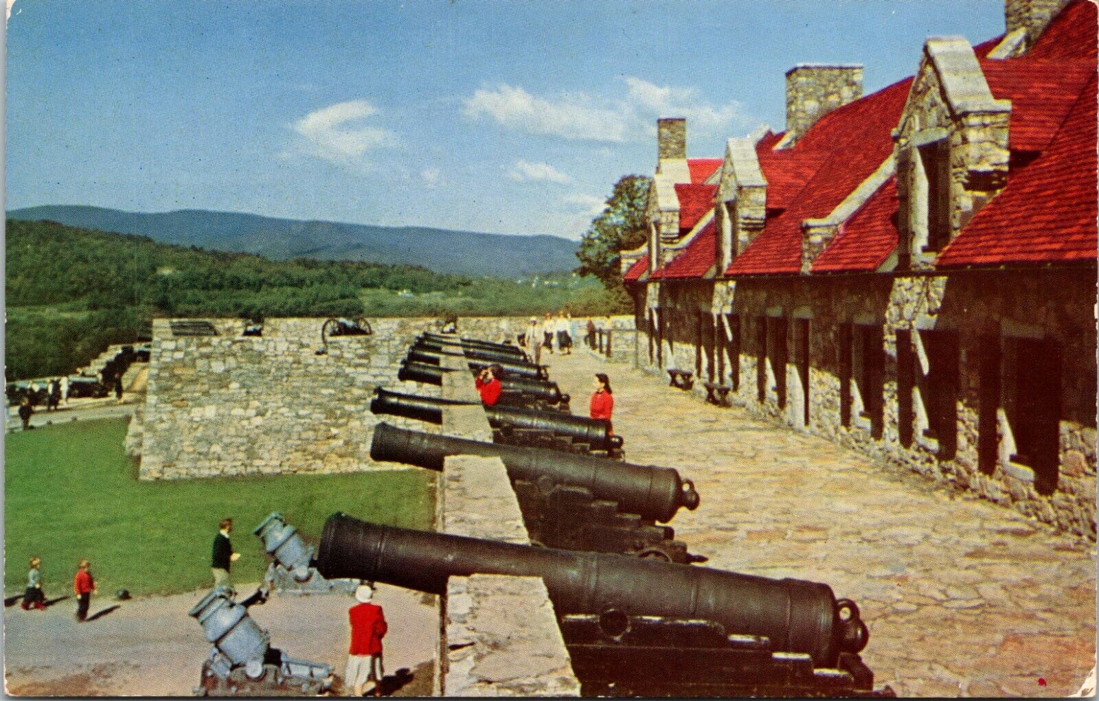 View of Ramparts and Cannon Fort Ticonderoga New York Vintage Postcard