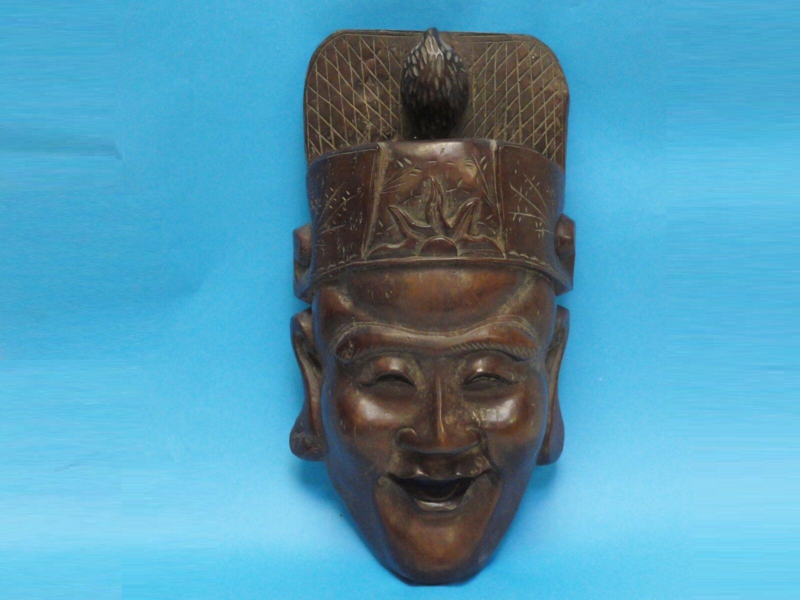 MONUMENTAL VINTAGE EARLY MID CENTUY CHINESE CARVED HONGMU WOOD MASK