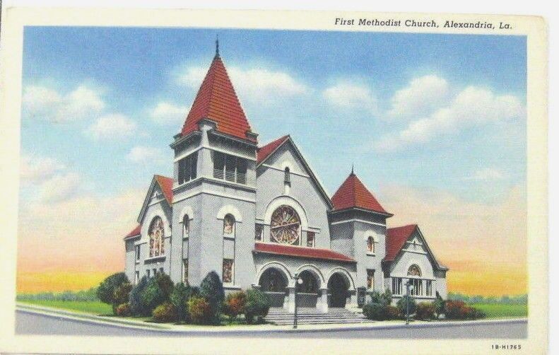 1948 First Methodist Church Alexandria LA Postcard Rapides Parish Vintage