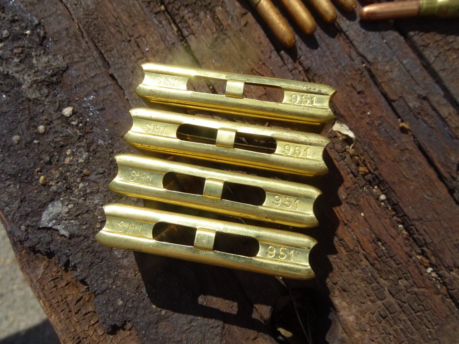 4x orig. CARCANO CLIPPS for 6x 6.5 x52 *ITALIAN made in BRASS * very nice cond