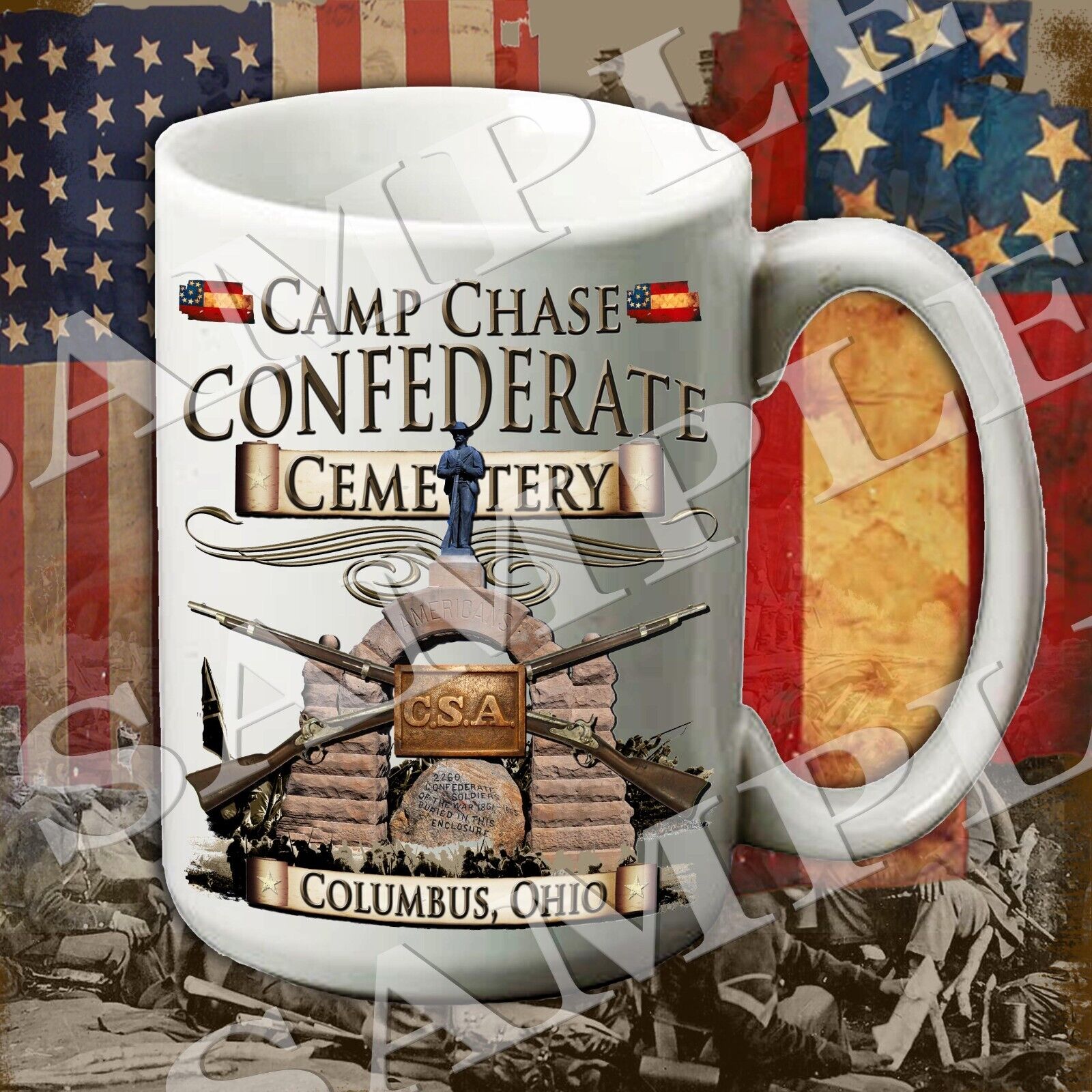 Camp Chase Confederate Cemetery 15-ounce American Civil War themed coffee mug