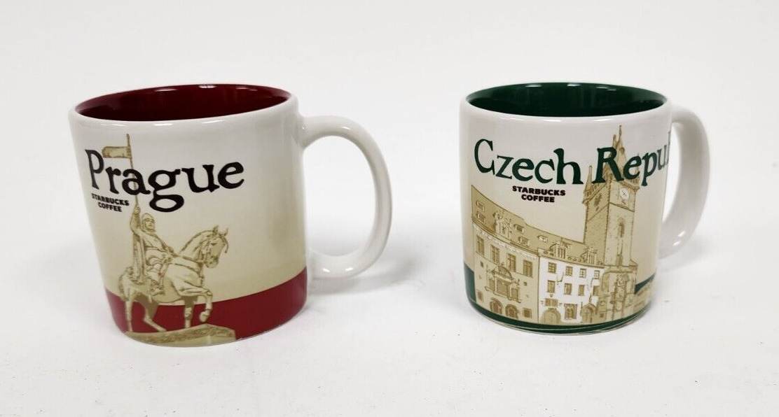 Starbucks Pair PRAGUE & CZECH REPUBLIC 2016 3oz Demitasse Espresso Mugs Set of 2