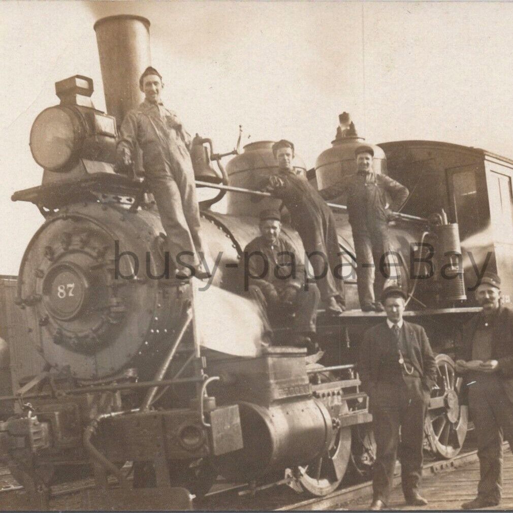 Vintage 1910s RPPC Rock Island Lines Steam Locomotive No 87 Illinois Postcard