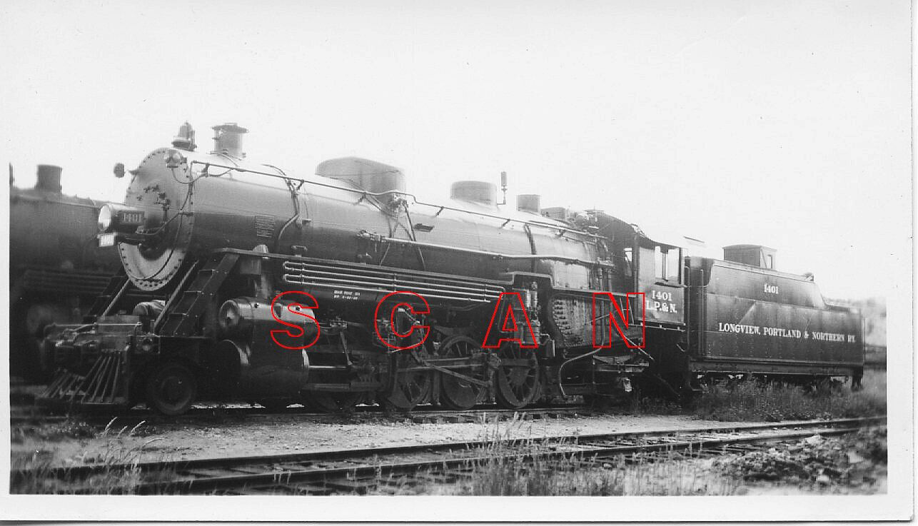 3C419 RP 1935 LONGVIEW PORTLAND & NORTHERN RAILROAD 282 LOCO #1401 RYDERWOOD WA