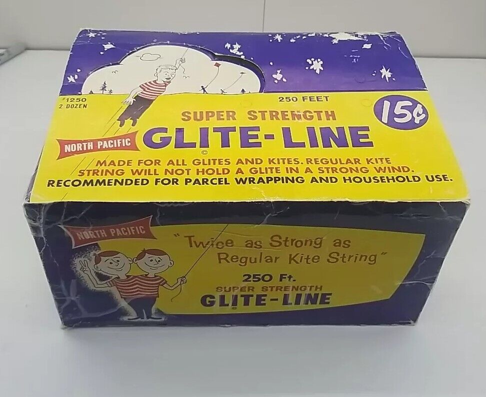 Vintage Glite-Line Kite String In Orig Advertising Box. 17 Rolls 250\' Each. Rare