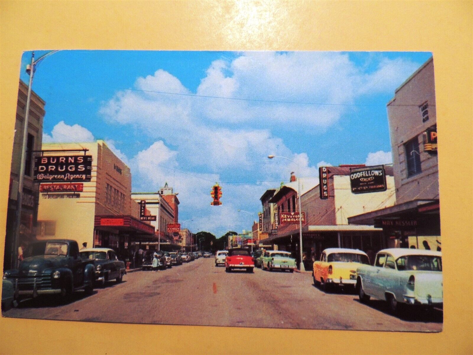 Leesburg Florida vintage postcard view on Main Street 1957