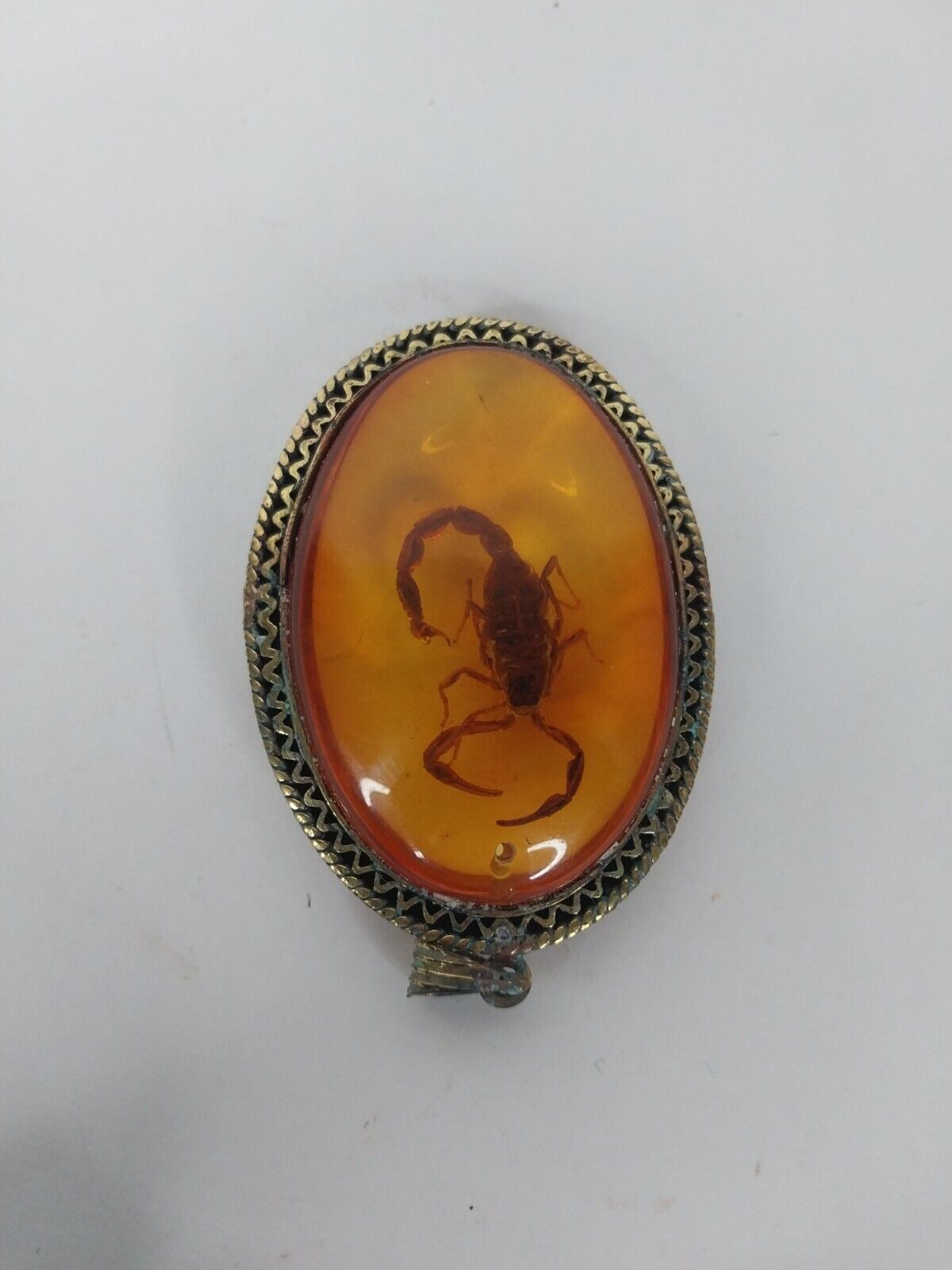 RARE ANTIQUE ANCIENT EGYPTIAN Old Scorpion Dead Mummy Amber Pendant Necklace