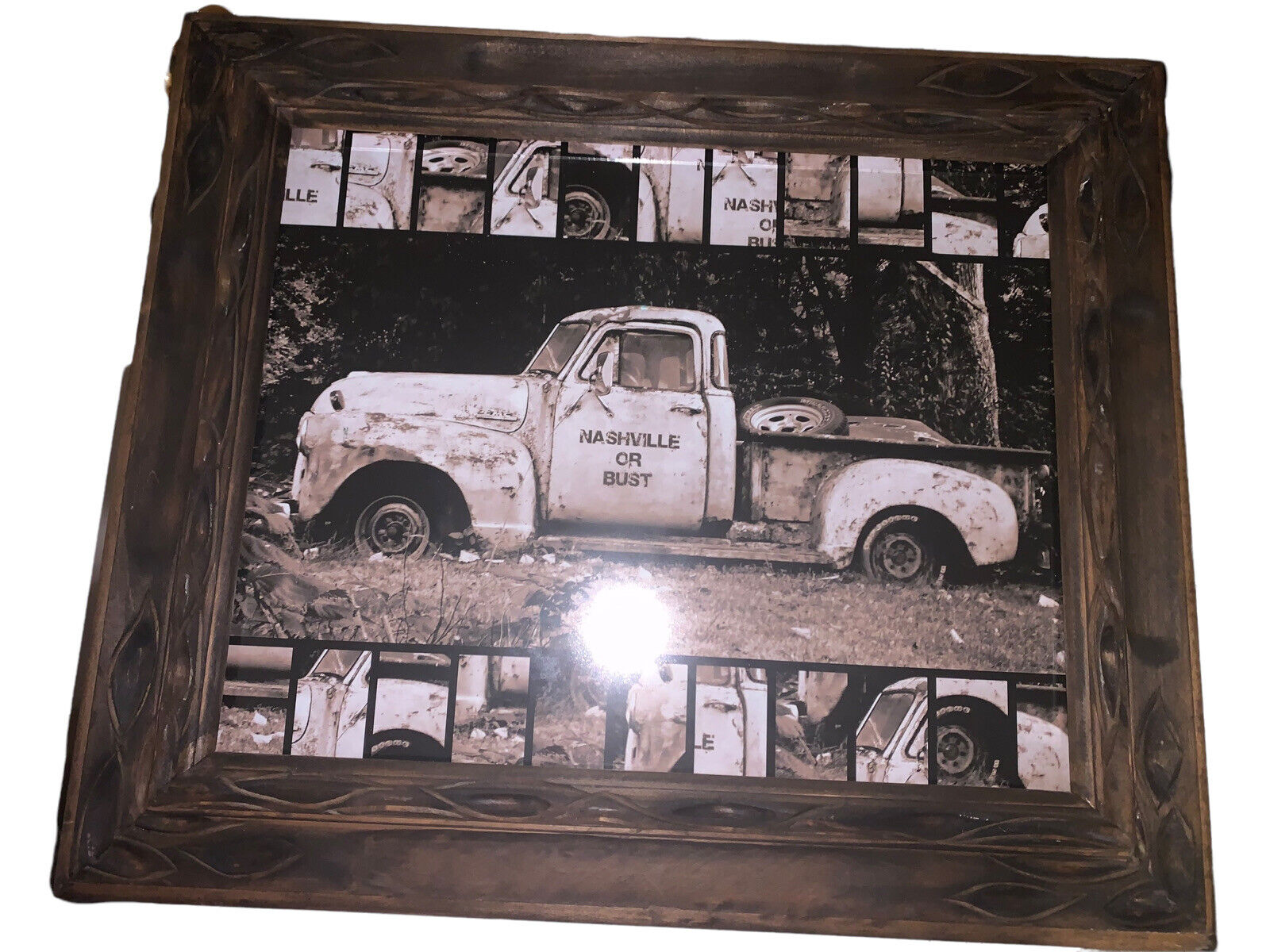 Large Handmade Wooden Picture Frame 25.5” X 22” With Photo Stained Solid Wood