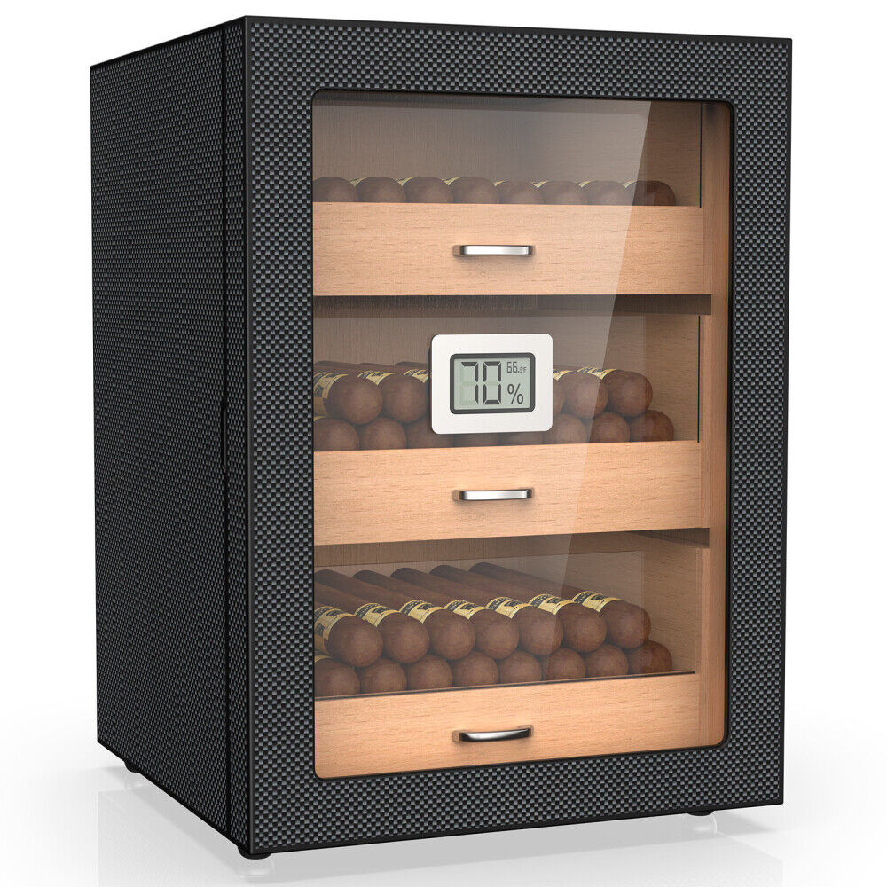 150 Count Cigar Humidor Cabinet Box Countertop Display Spanish Cedar Wood Shelve