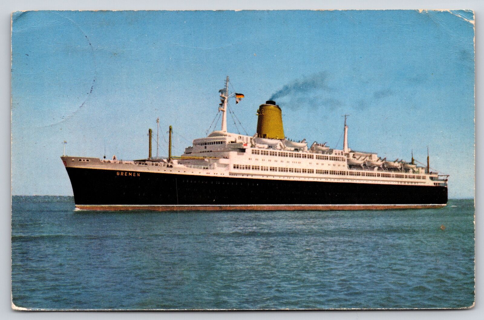 Transportation~Ship~Vierschrauben TS Bremen~Lord Bremen Flagship~1960 Postcard