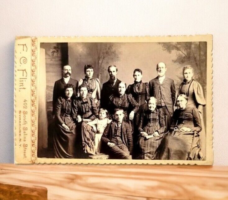 Generations Family 1800s Grandparents Women Men Children NY Cabinet Card Photo