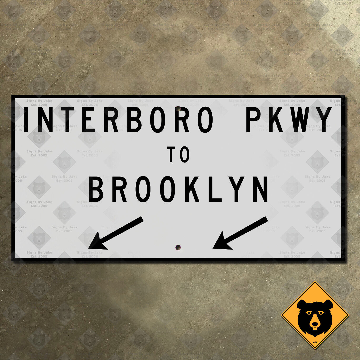 Interboro Parkway to Brooklyn New York highway marker 1952 road sign 24x12