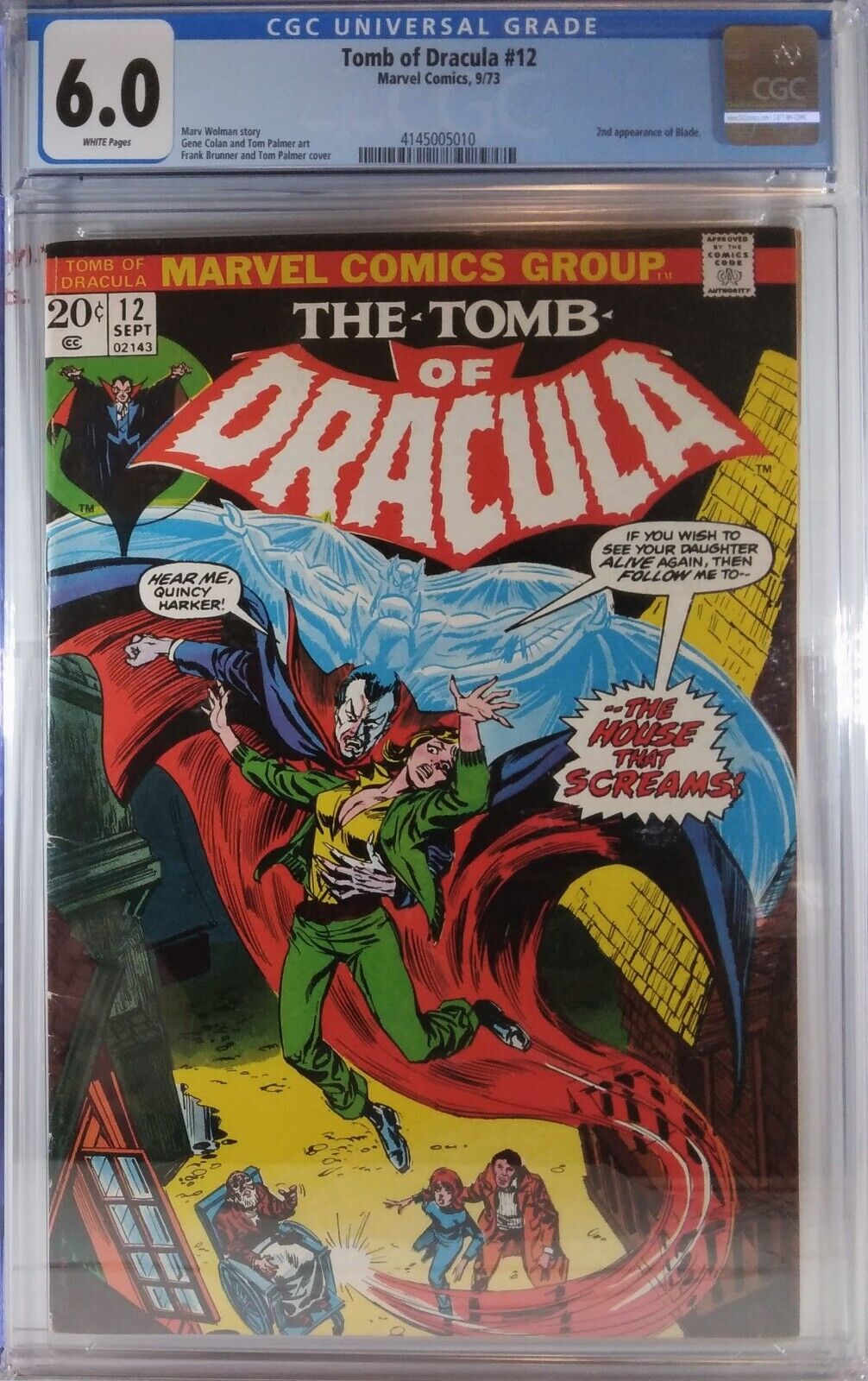 🩸 CGC 6.0 TOMB OF DRACULA #12 🔑 BLADE THE VAMPIRE HUNTER 2ND APPEARANCE 1973