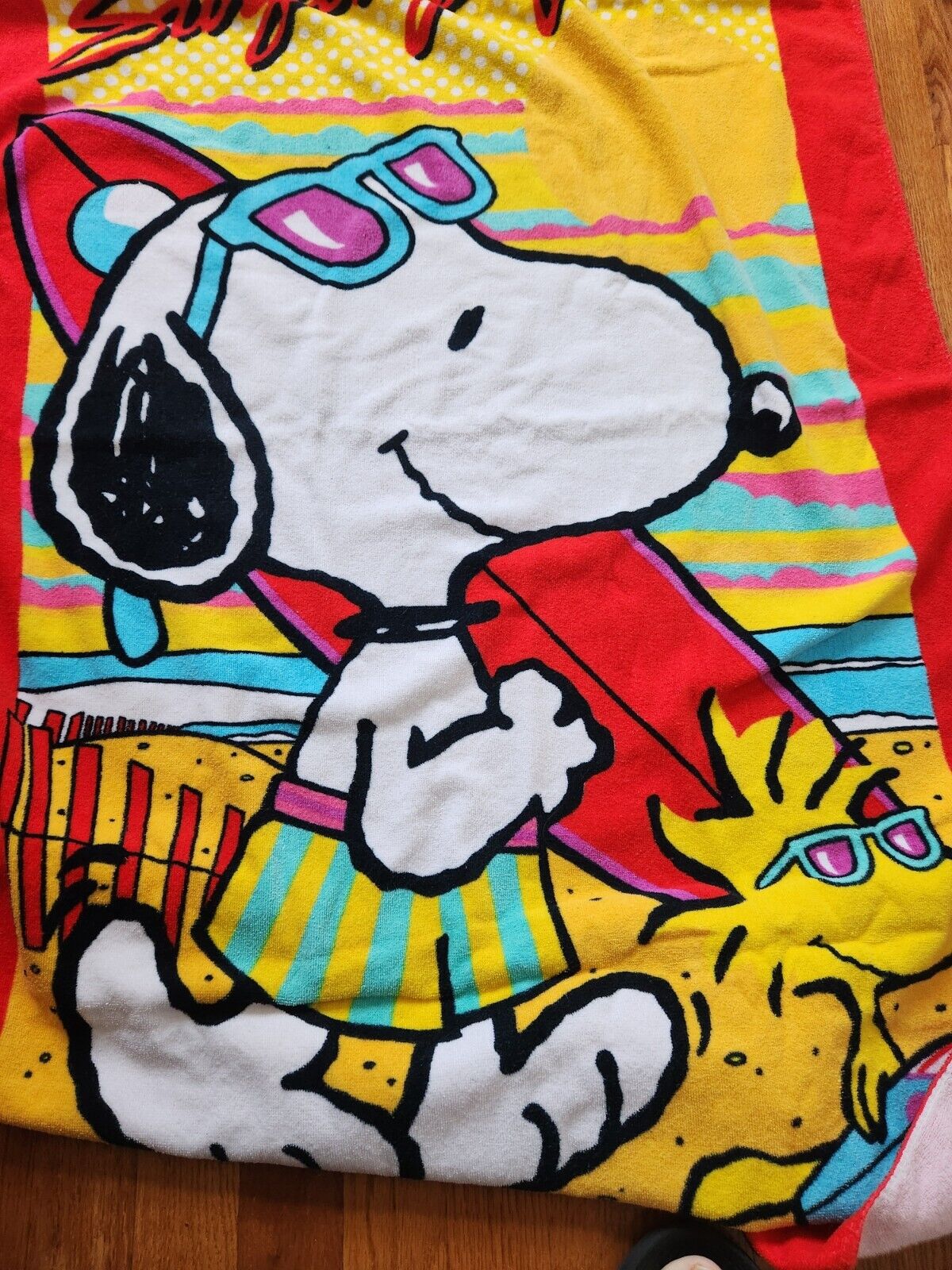 Vintage Snoopy Surfing Fever Beach Towel Franco 80’s
