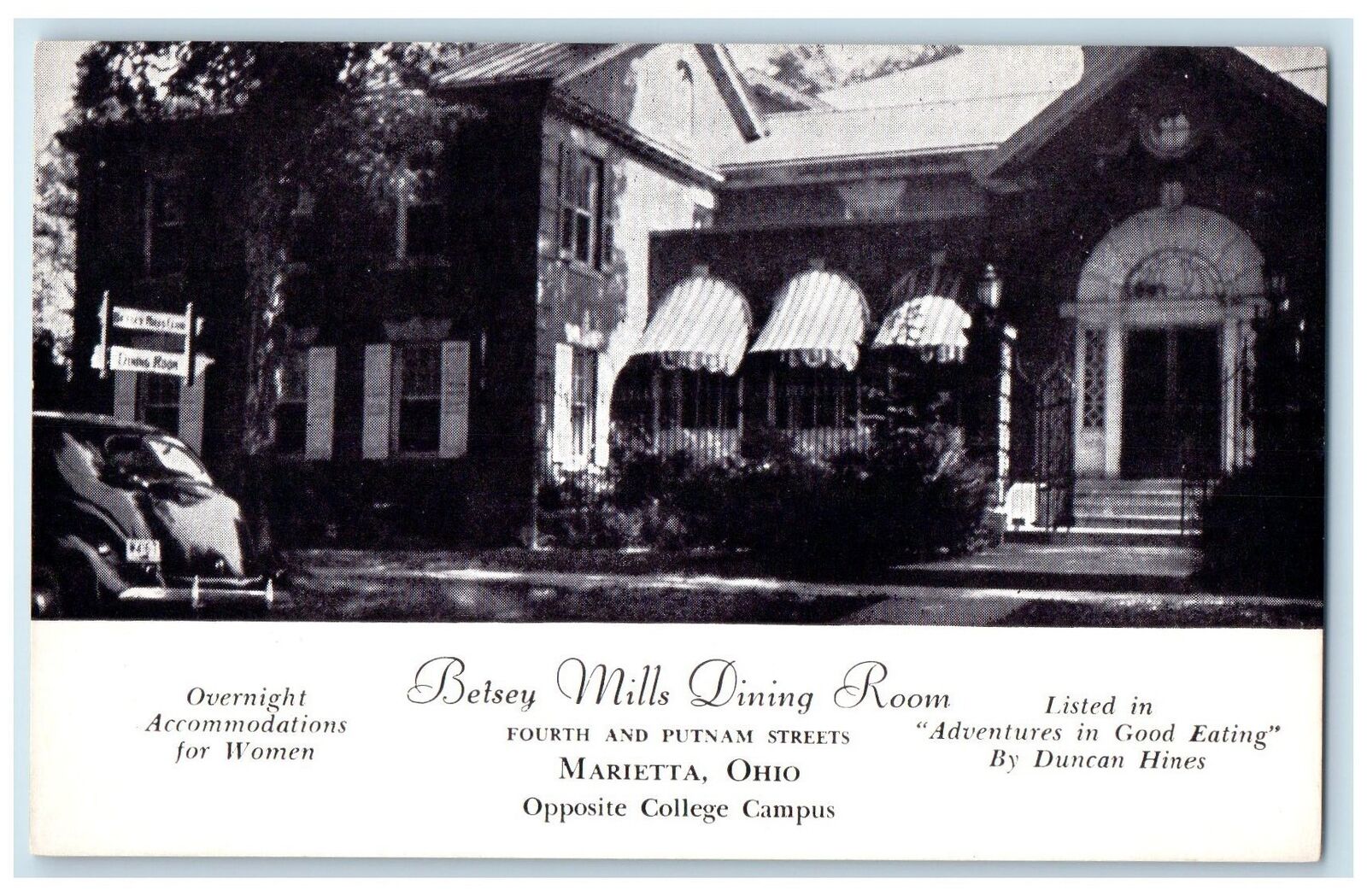 c1960\'s Betsey Mills Dining Room Exterior Marietta Ohio OH Unposted Postcard
