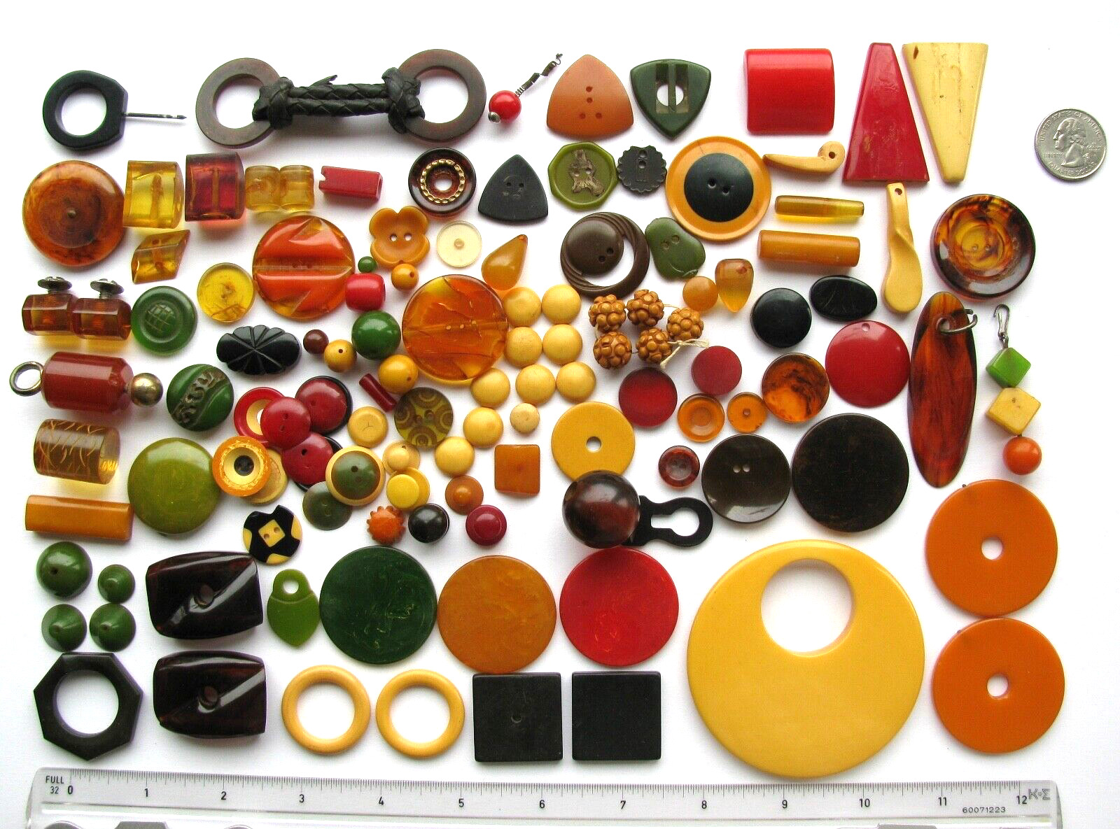 Vintage Lot Bakelite + Pieces Beads Pendants Components for Jewelry Making Reuse