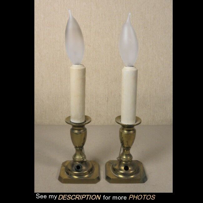 Antique Pair Bradley & Hubbard B & H Electrified Candlesticks Boudoir Lamps