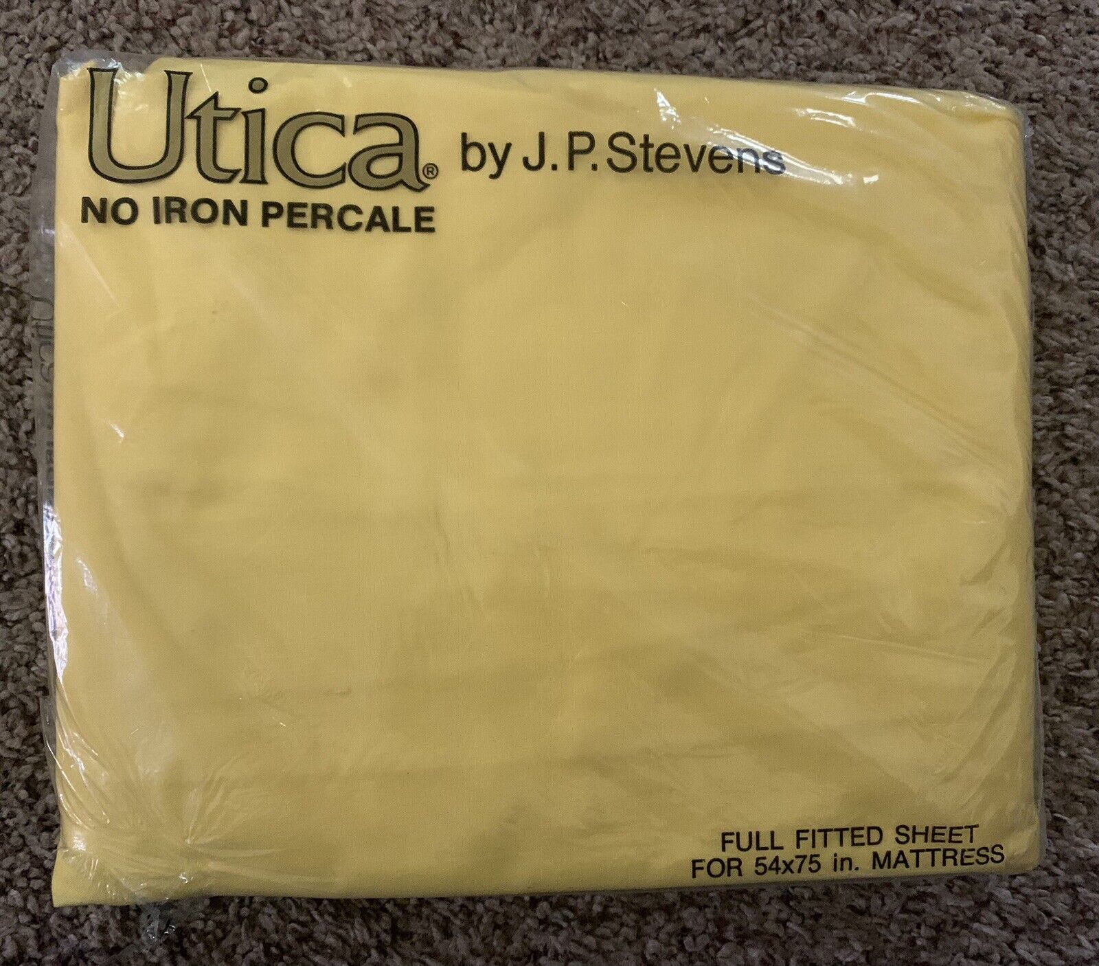 Utica Full Fitted Sheet Yellow No Iron Percale Vintage Cotton Polyester USA Made