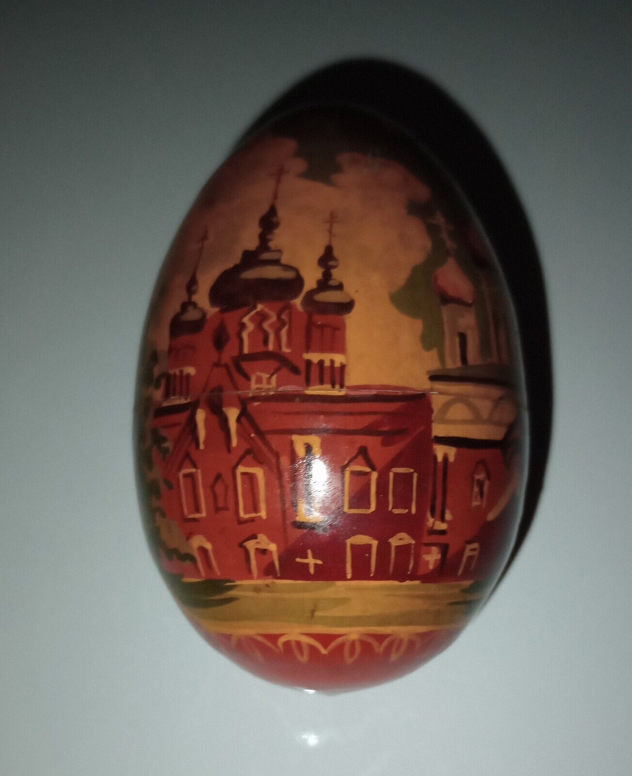 Vintage Russian Nesting Doll Egg Religious Christ Is Risen Easter Kostroma Wood