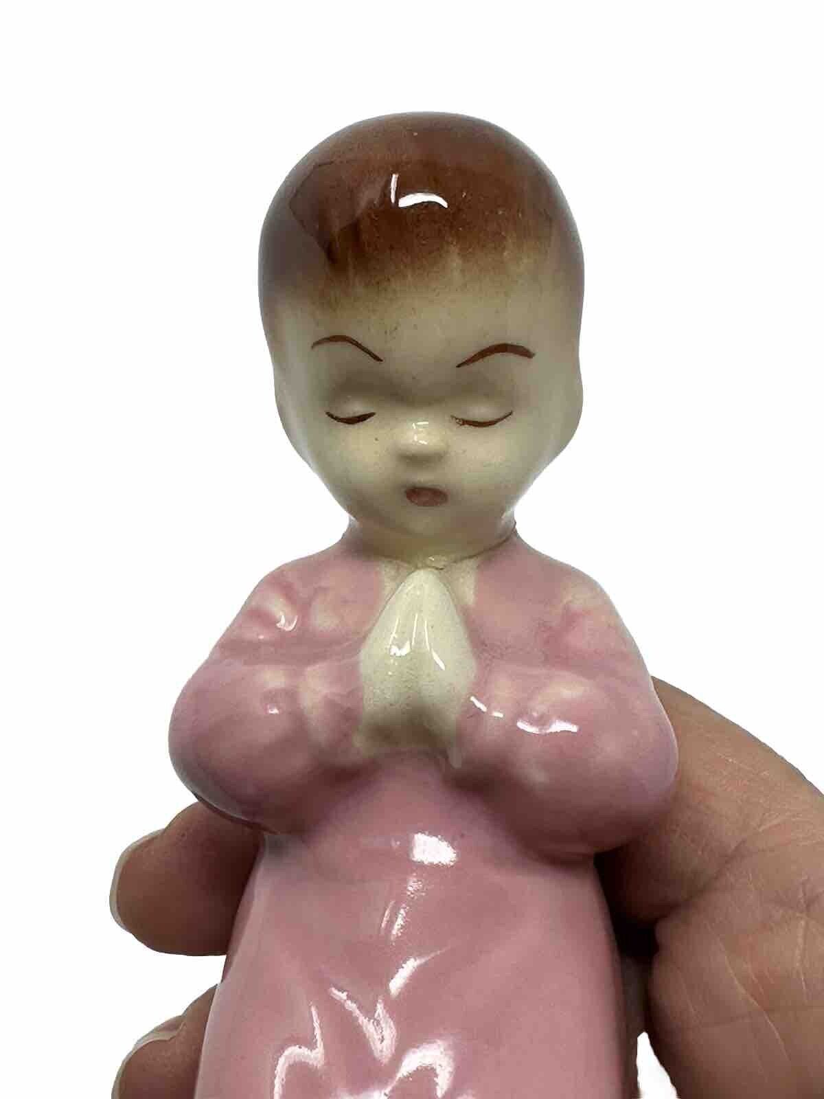 Vintage Fine Quality Praying Child Figurine Pink