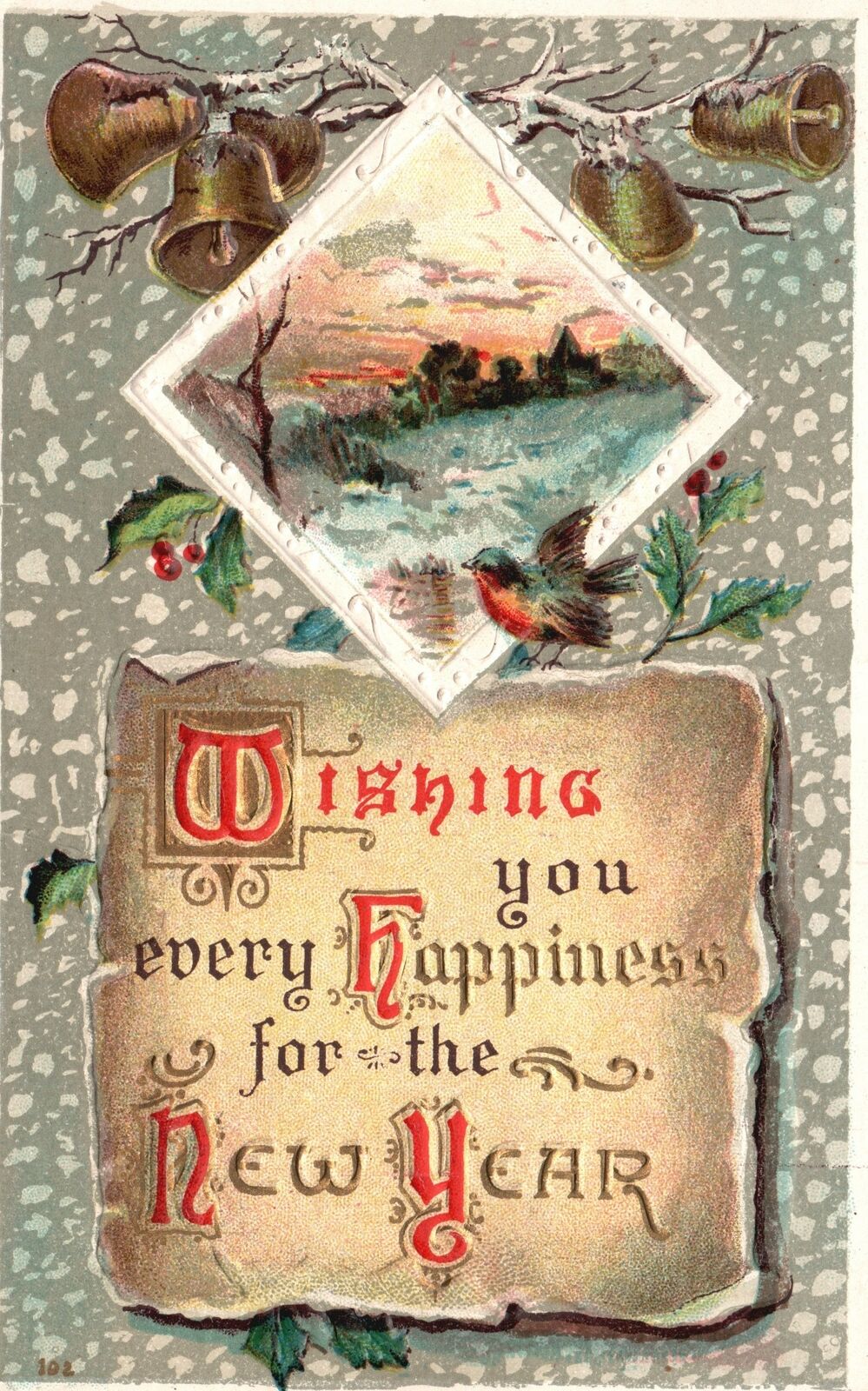 Vintage Postcard 1911 Wishing You Every Happiness For The New Year Greetings