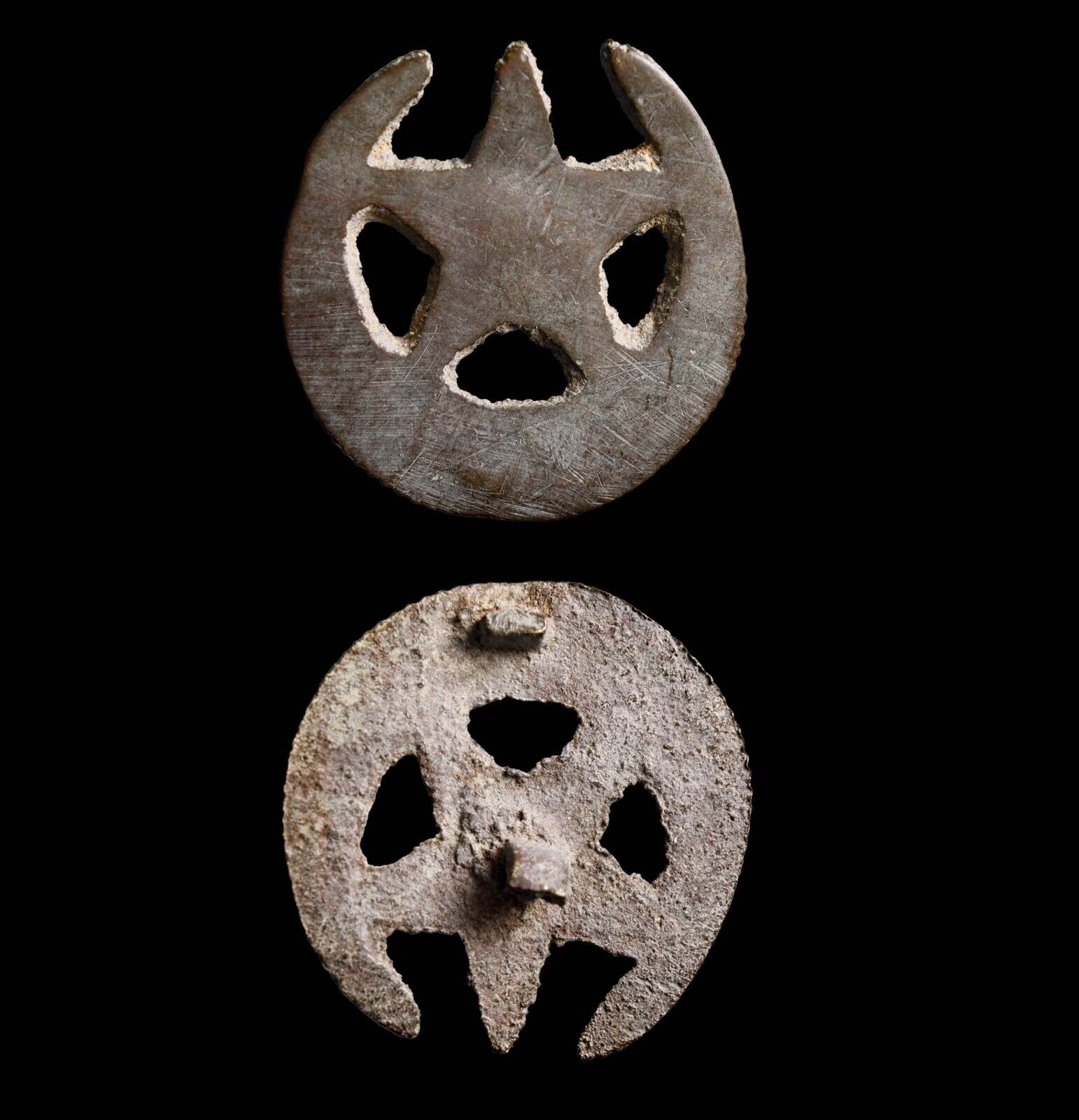 Islamic Early Ottoman or Earlier Bronze Esoteric Symbol Star and Crescent wCOA